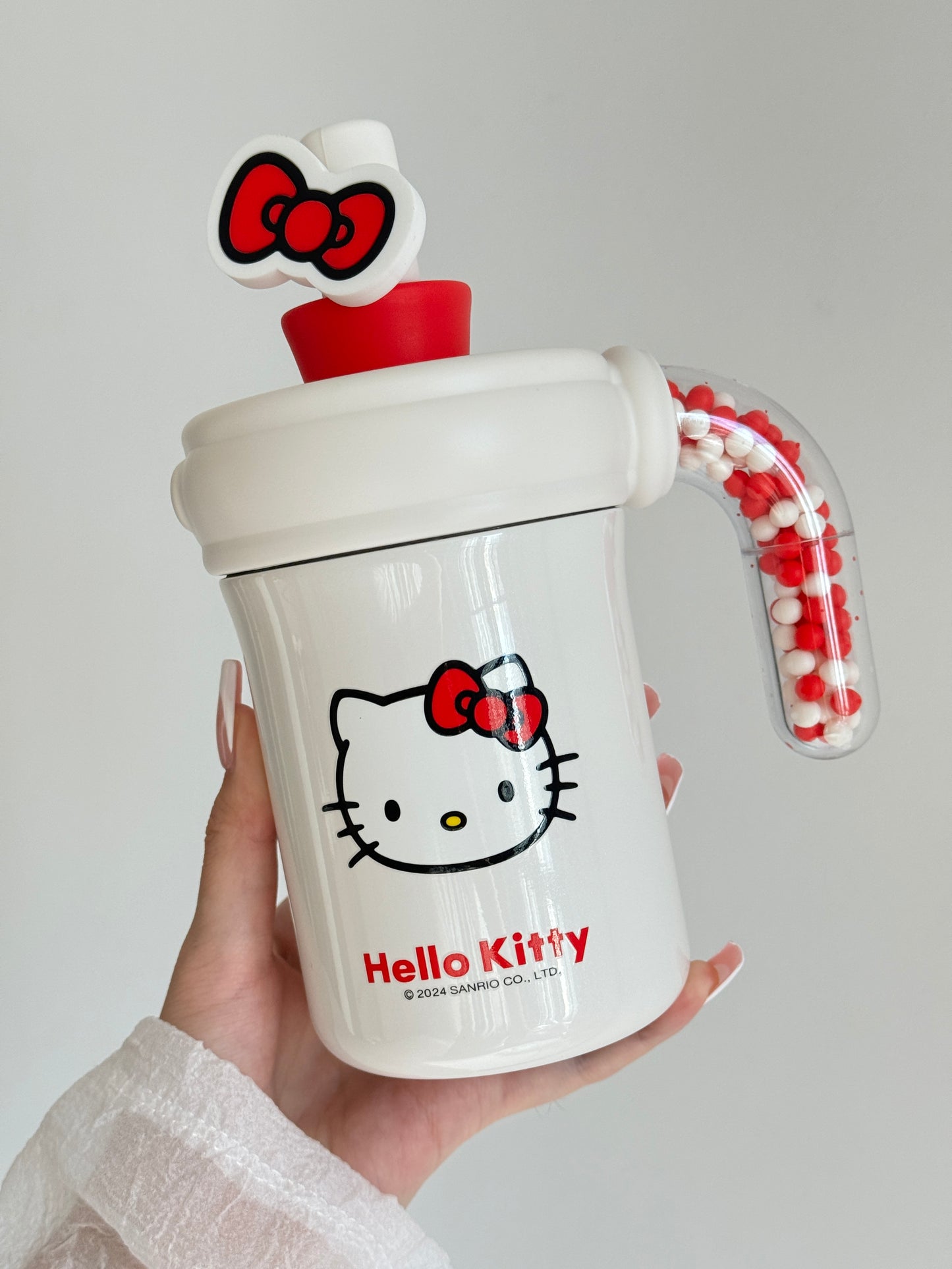 Hellokitty 400ml Tumbler with Handle Stainless Steel Insulated Cup with Lid & Straw Water Bottle Cupholder Friendly Women Travel Mug