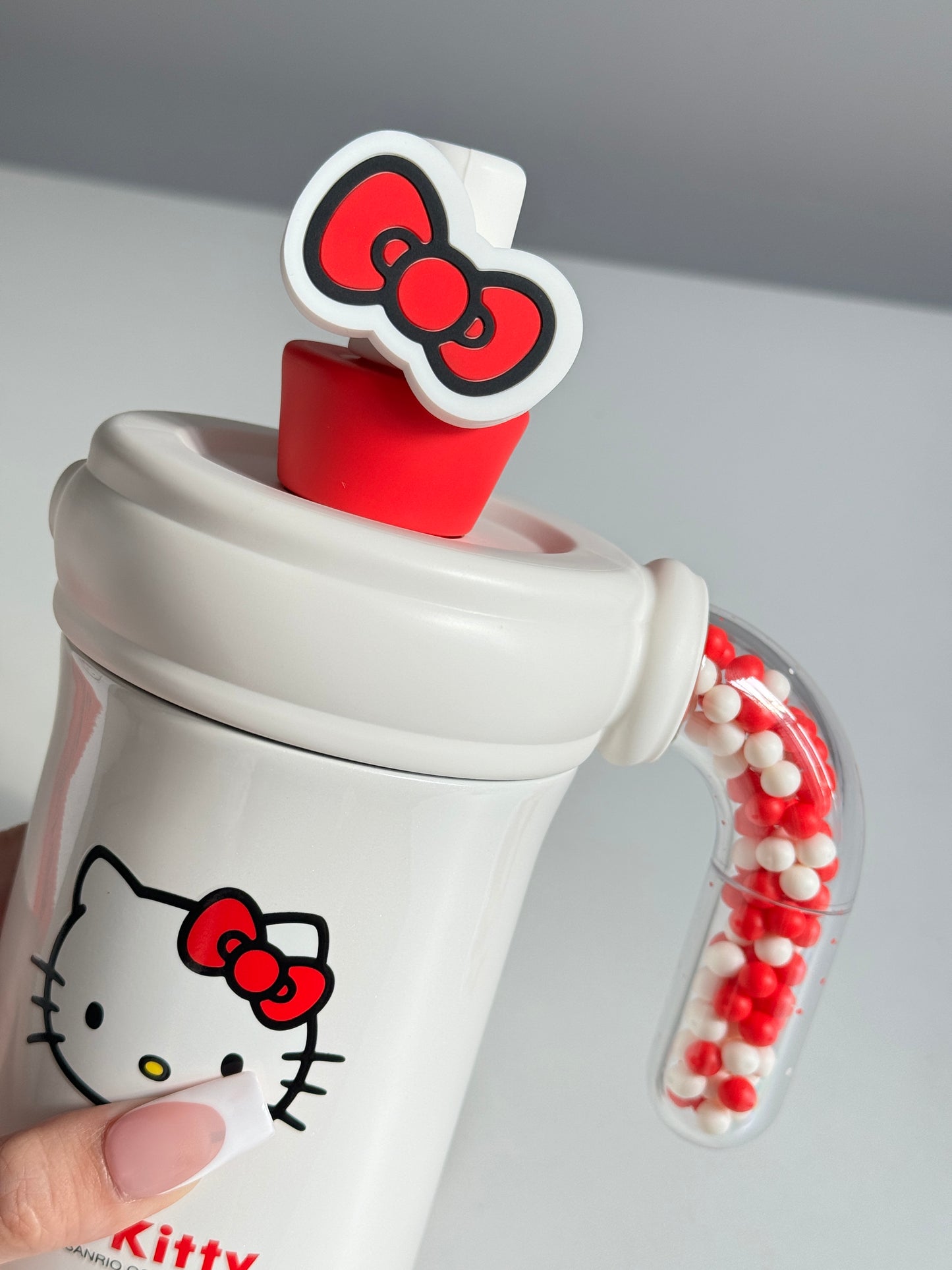 Hellokitty 400ml Tumbler with Handle Stainless Steel Insulated Cup with Lid & Straw Water Bottle Cupholder Friendly Women Travel Mug