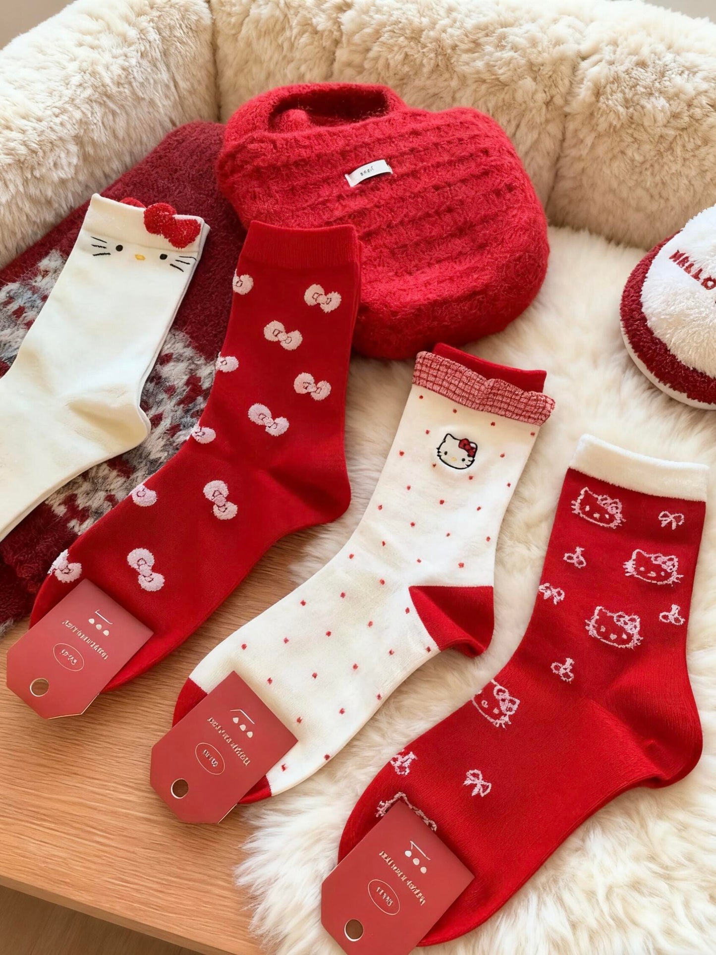 Hellokitty Women Autumn Winter Cotton Mid Calf Socks