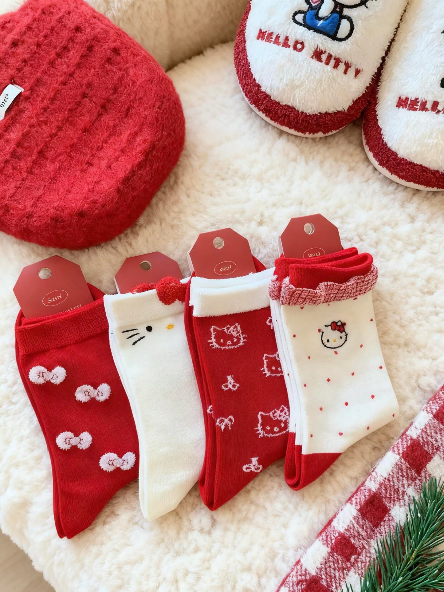 Hellokitty Women Autumn Winter Cotton Mid Calf Socks