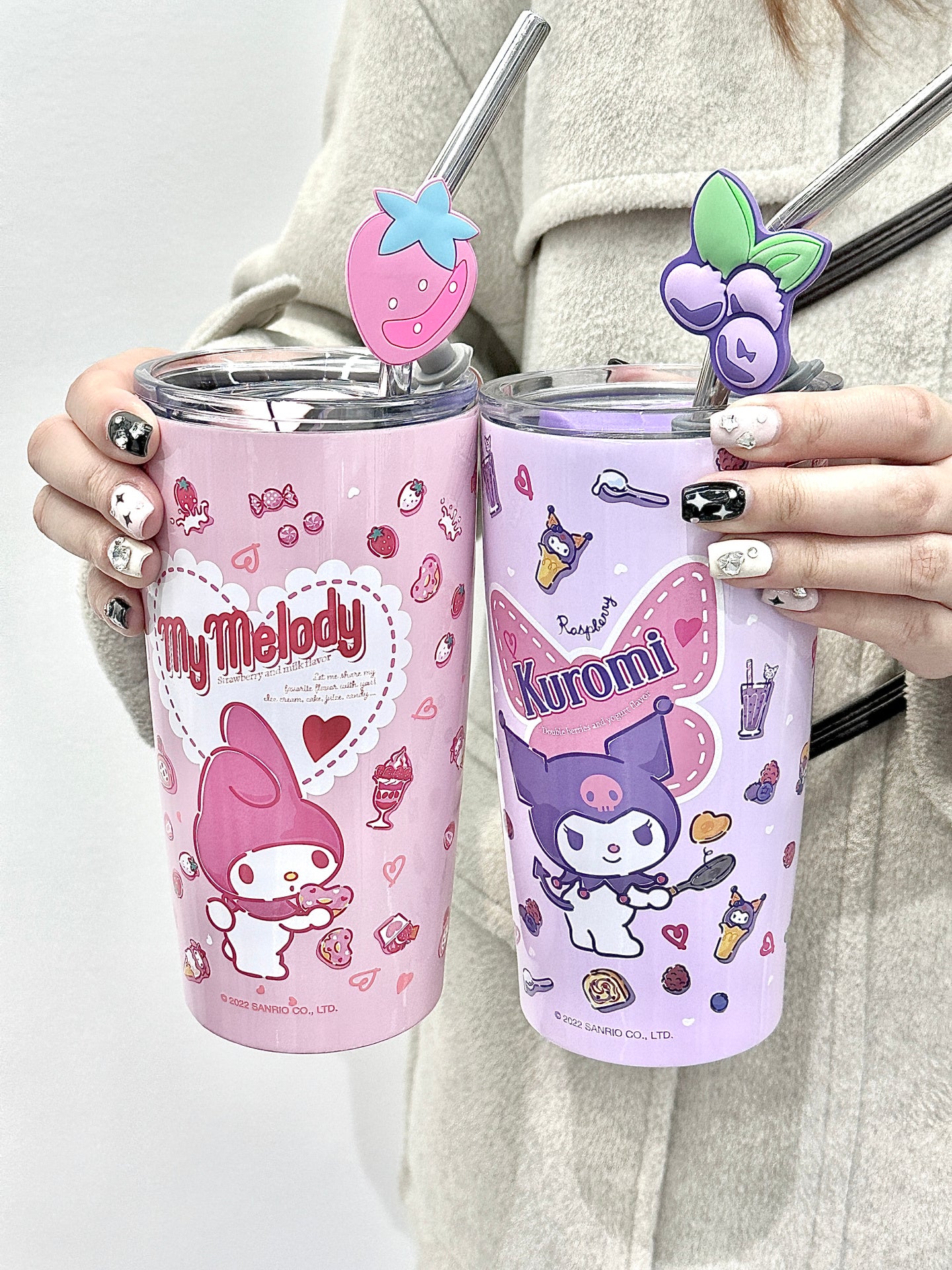 Sanrio 20oz Cup Insulated Travel Mug Bulk, Stainless Steel Tumblers with Lid and Straw, Durable Powder Coated Coffee Cups for Cold & Hot Drinks