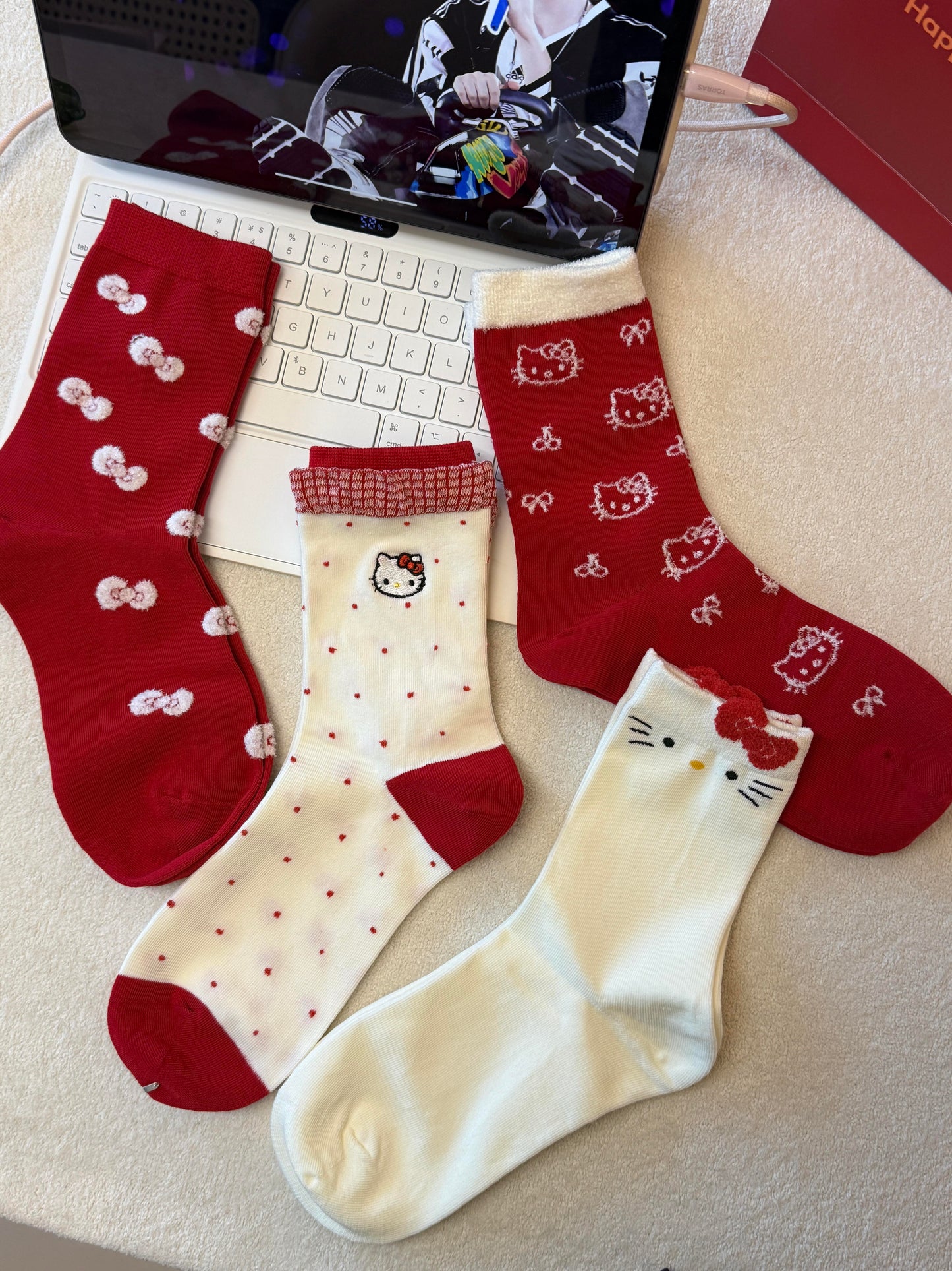 Hellokitty Women Autumn Winter Cotton Mid Calf Socks