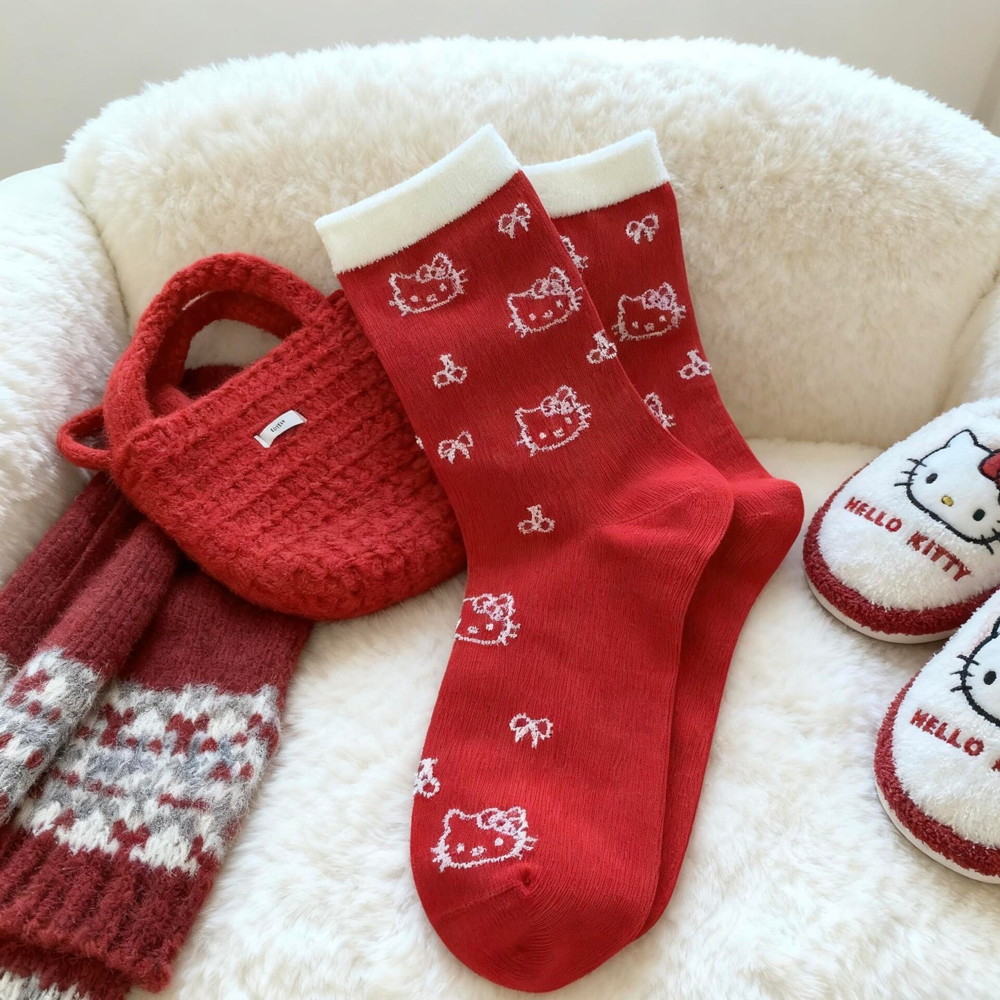 Hellokitty Women Autumn Winter Cotton Mid Calf Socks