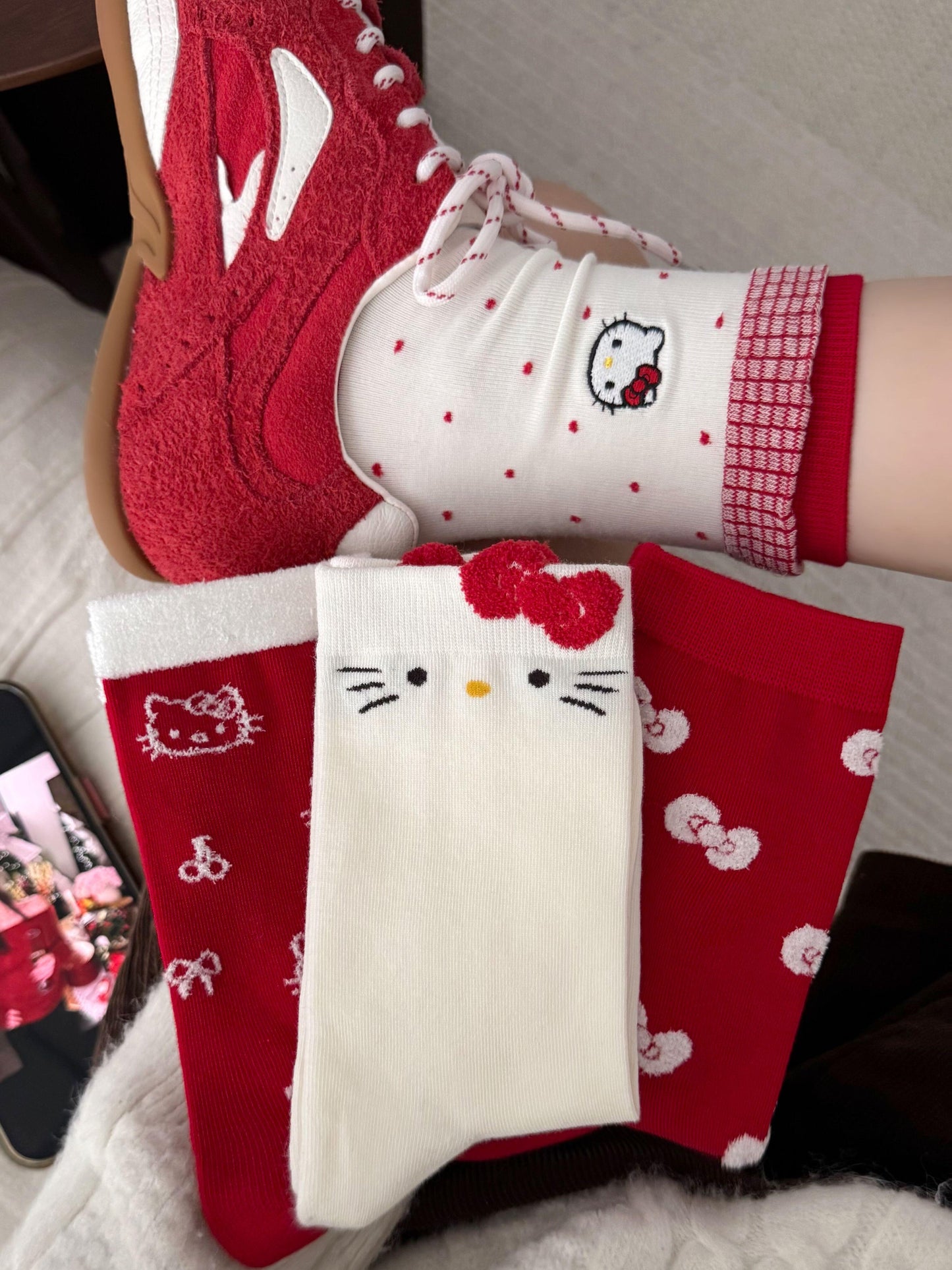 Hellokitty Women Autumn Winter Cotton Mid Calf Socks
