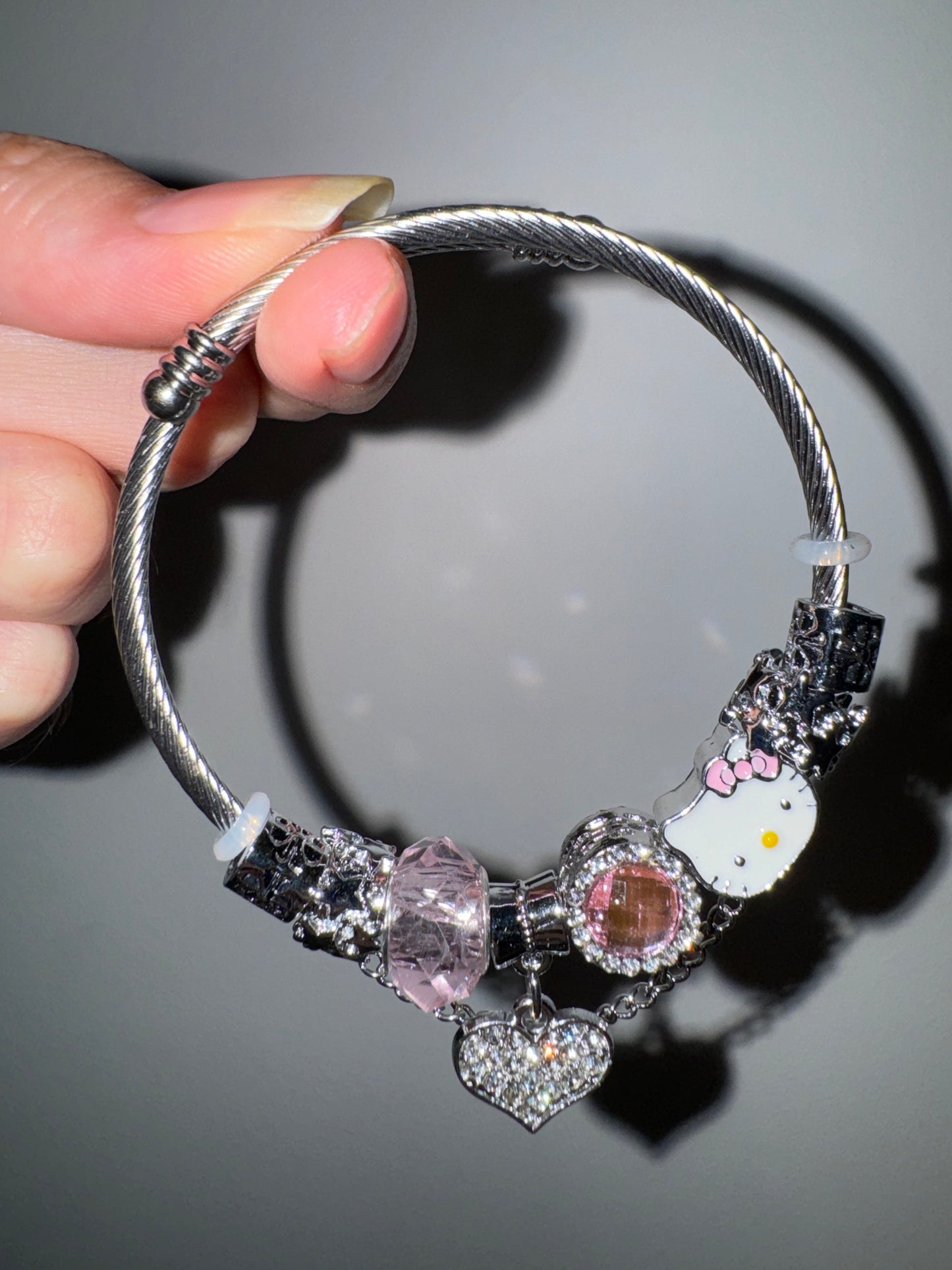 Hellokitty Pandora Charm Bracelets Stainless Steel Bangle Bracelet Birthday Christmas Jewelry Gift for Women Girls