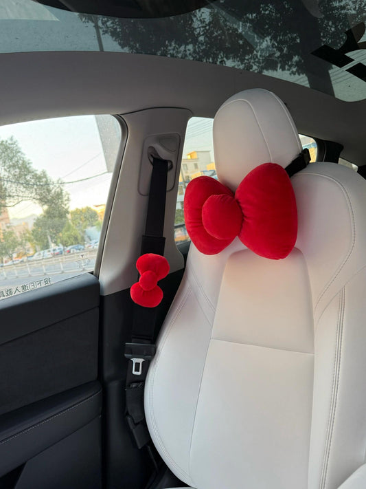 Red bow Car Seat Belt Pads/ Bow Car Headrest Pillow