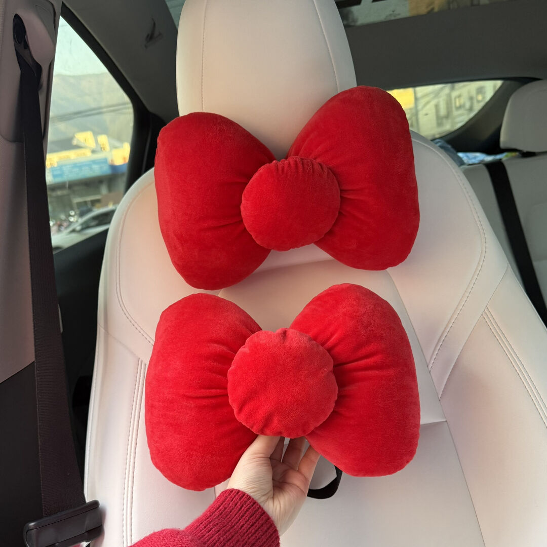 Red bow Car Seat Belt Pads/ Bow Car Headrest Pillow