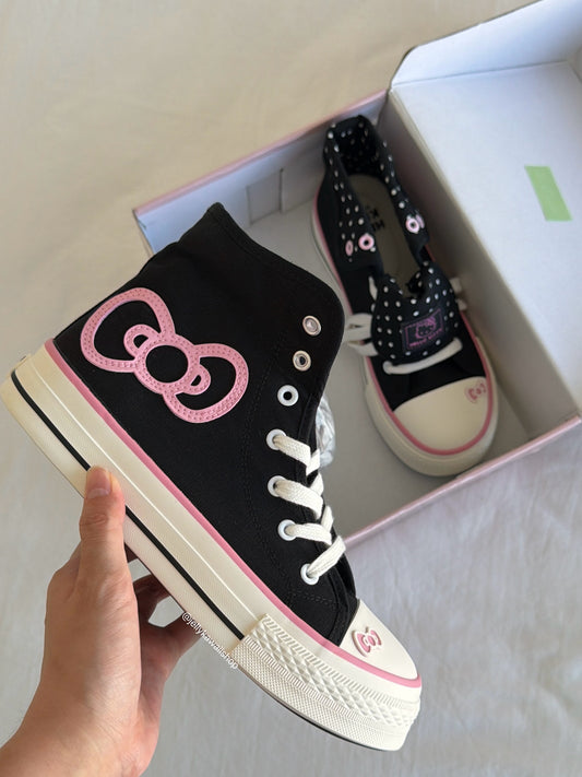 Hellokitty Foldable Hightop Canvas Tops Lace-Up Women's Shoes