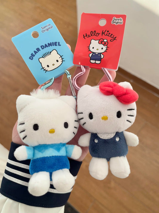 Hellokitty and Dear Daniel Plush Couple Keychain Cute Pendant Doll Keyring Accessories Pendant Toy Gift