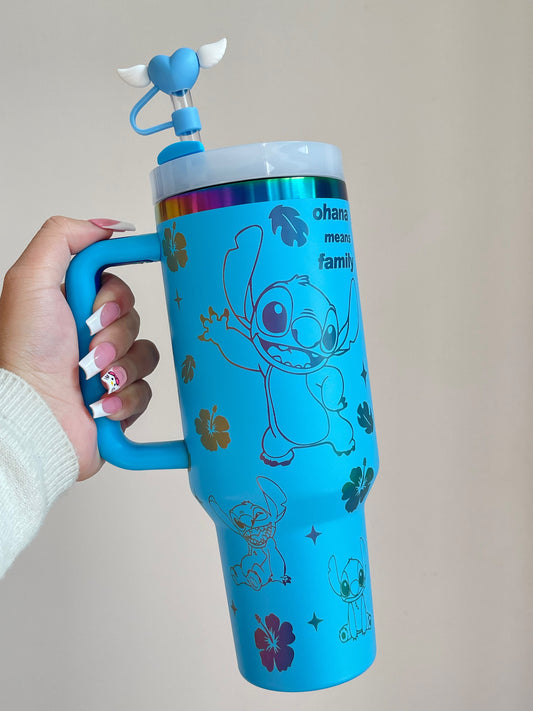 SipSweetie｜Stitch In-Car Insulated Cup 1200 ml Tumbler with Handle Stainless Steel Insulated Cup with Lid #0024