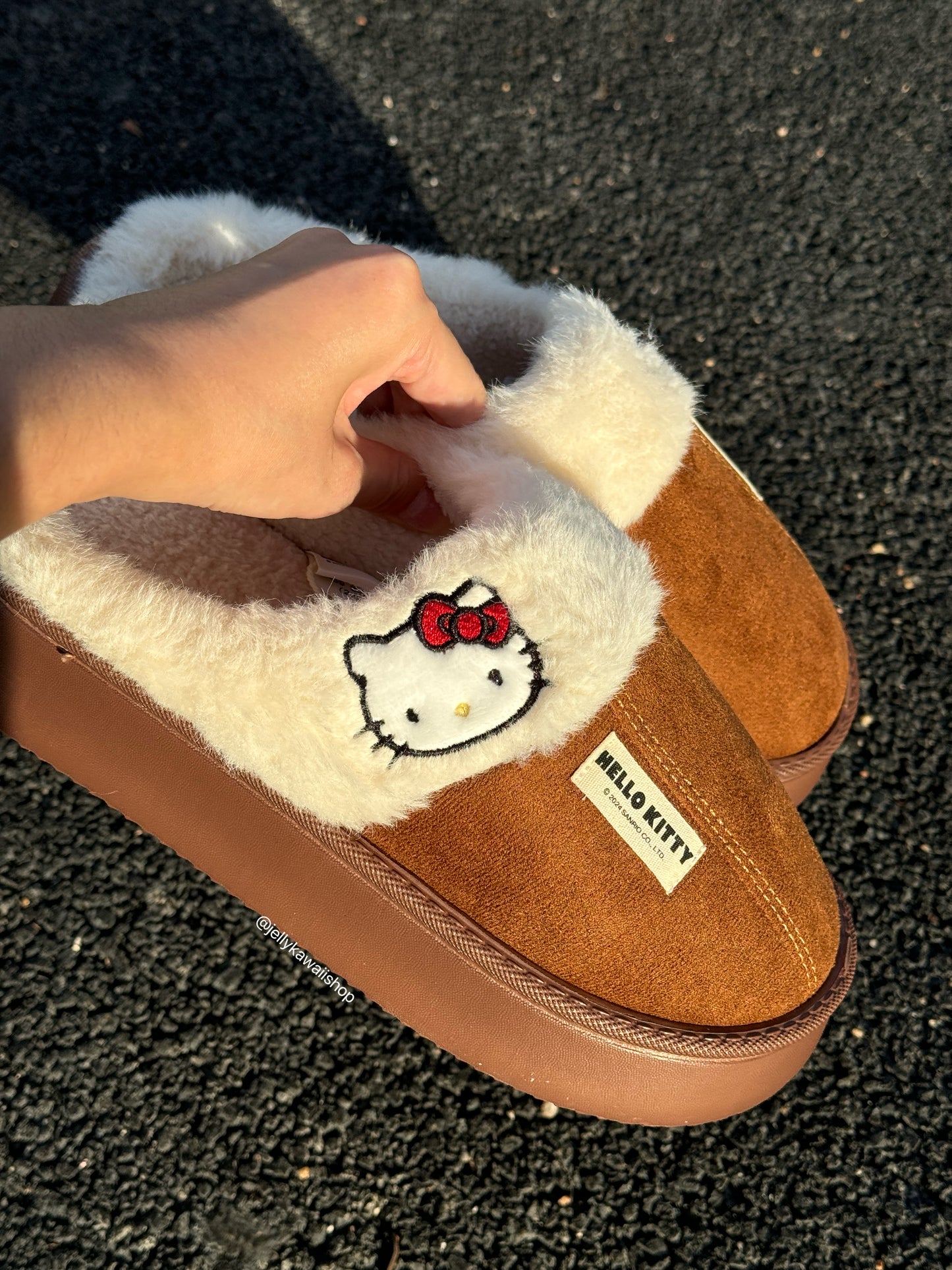 Hellokitty Fuzzy Memory Foam Slippers Fluffy Winter House Shoes Indoor and Outdoor