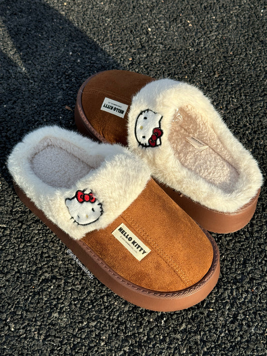 Hellokitty Fuzzy Memory Foam Slippers Fluffy Winter House Shoes Indoor and Outdoor