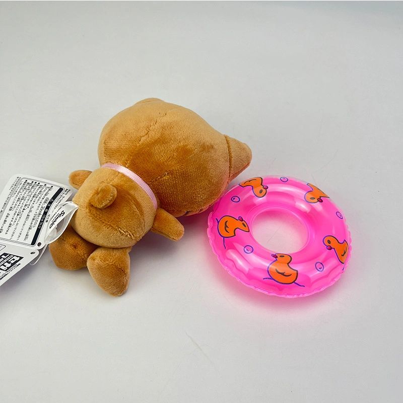 Hellokitty Tan Swimming Ring Plush Keychain｜5in/12Cm Cute  Pendant Doll Keyring Accessories Pendant Toy Girls Gift
