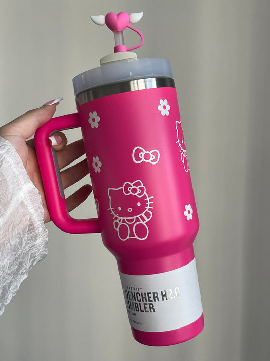 SipSweetie｜Hellokitty In-Car Insulated Cup 1200 ml Tumbler with Handle Stainless Steel Insulated Cup with Lid #0025