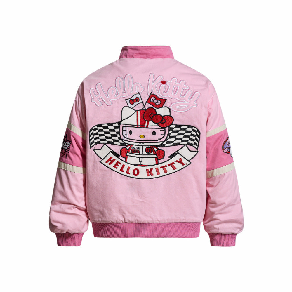 【 Holiday Deals🔥】Hellokitty Pink Racing Car Varsity Jacket Baseball Bomber Jacket Vintage Unisex Streetwear Coats