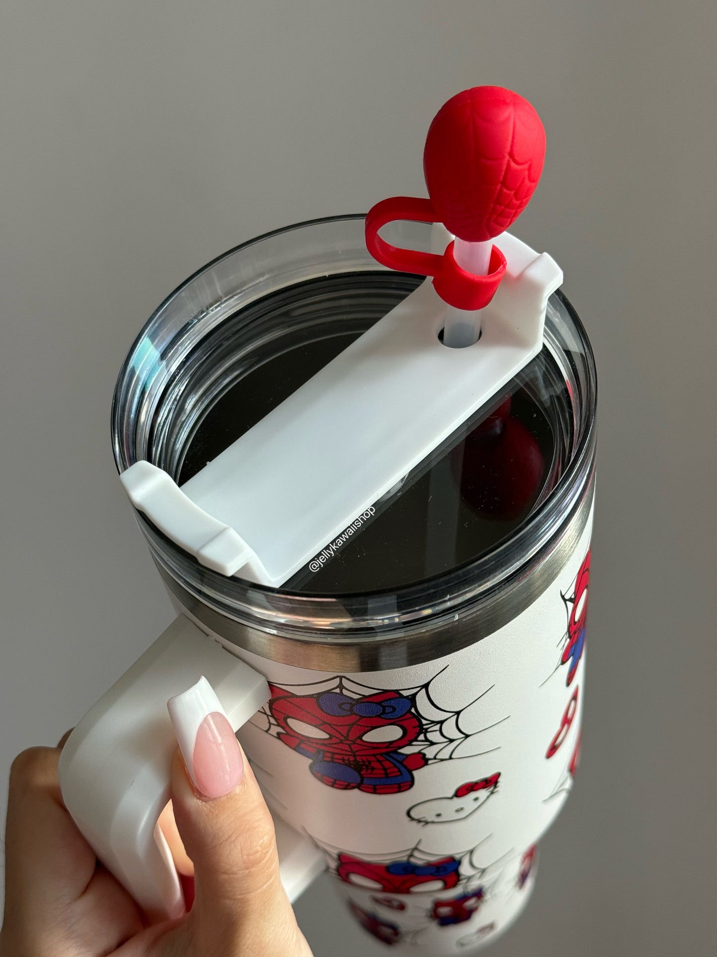 SipSweetie｜HelloKitty x Spiderman In-Car Insulated Cup 1200 ml Tumbler with Handle Stainless Steel Insulated Cup with Lid #0001