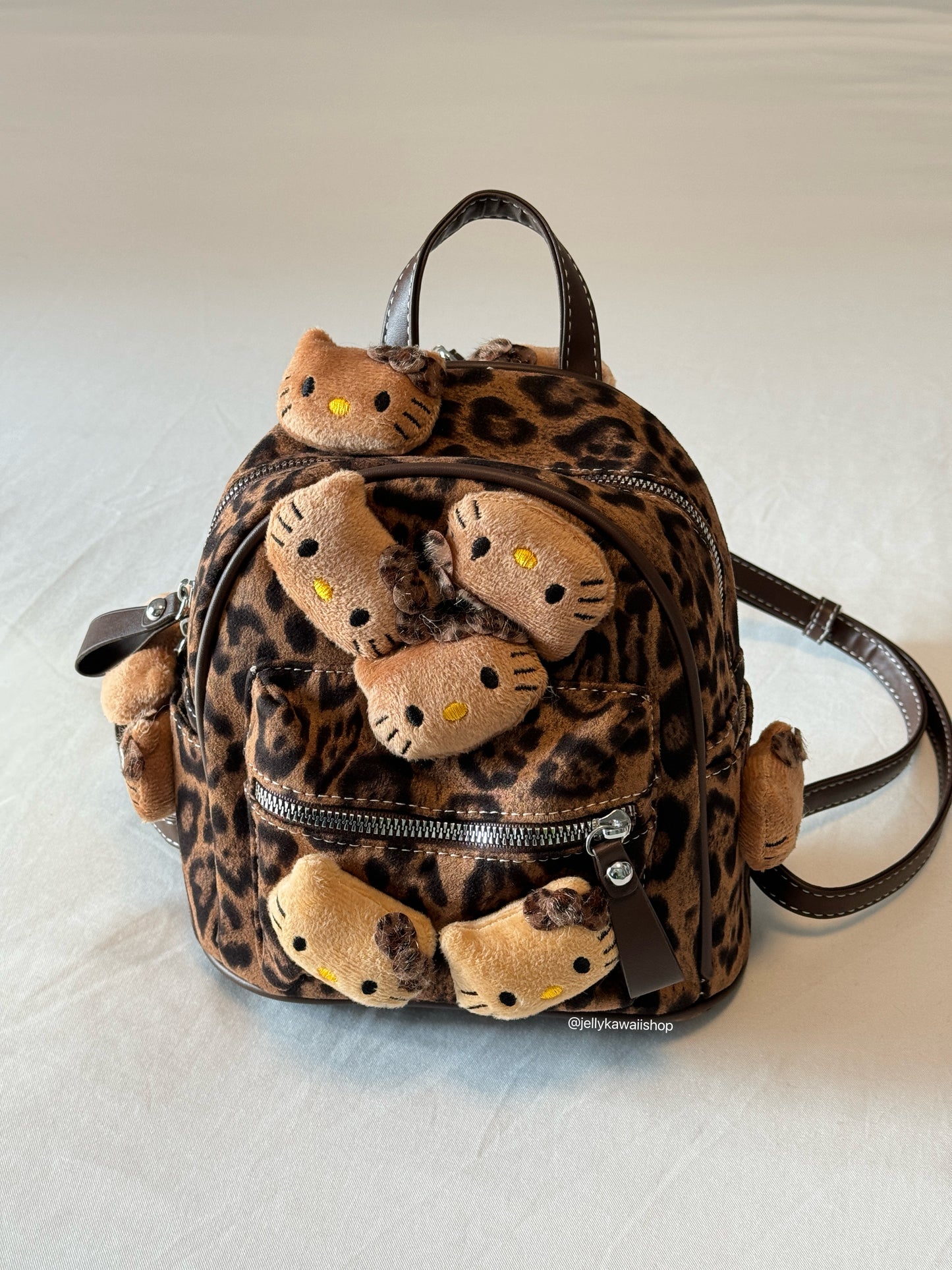 Hellokitty Leopard Print Girls Small Backpack Purse Mini Bookbag for Women Cute Teen Daypack