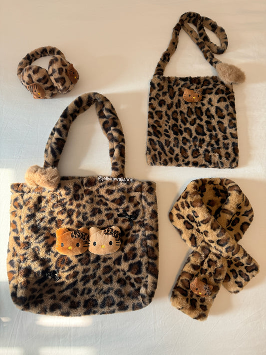 Leopard hellokitty Tote Bag/ Earmuffs/ Crossbody Bag/ Scarf