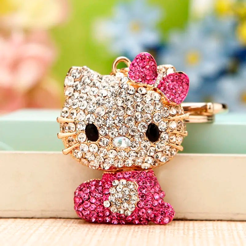 Hellokitty Rhinestone Keychain Cute Sparkling Bag Charms