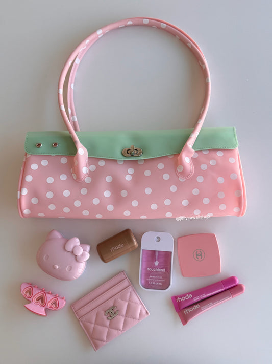 Girly Strawberry White Polka Dot Jelly Bag