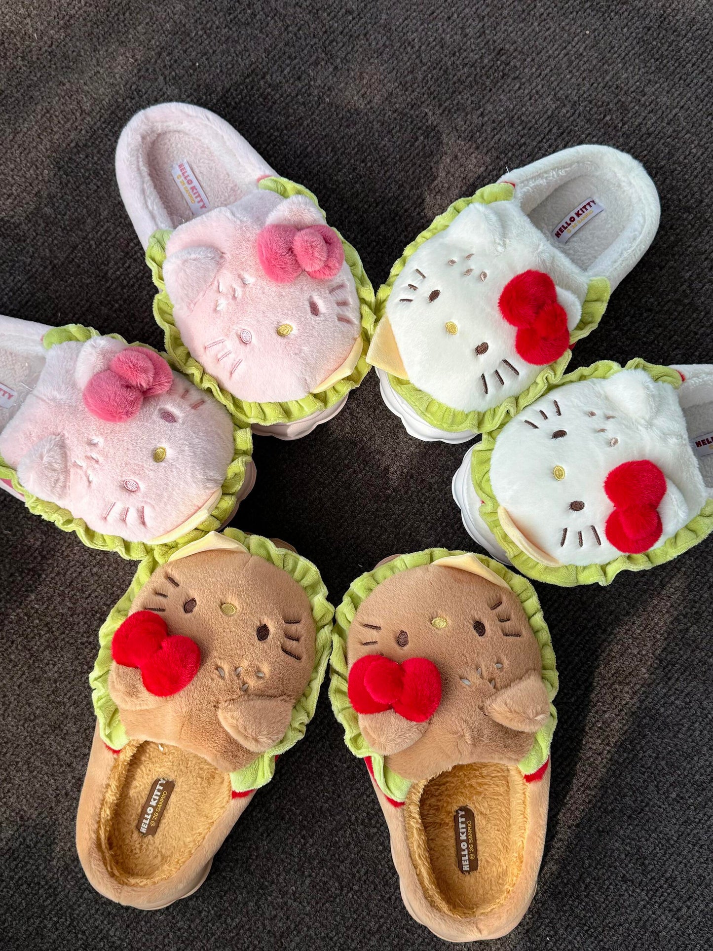 Hellokitty Hamburger Shape Slippers Fluffy Shoes