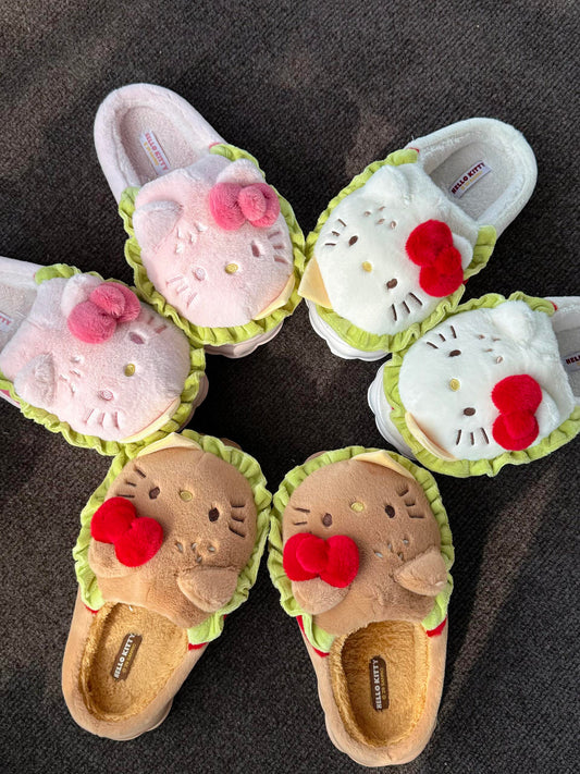 Hellokitty Hamburger Shape Slippers Fluffy Shoes