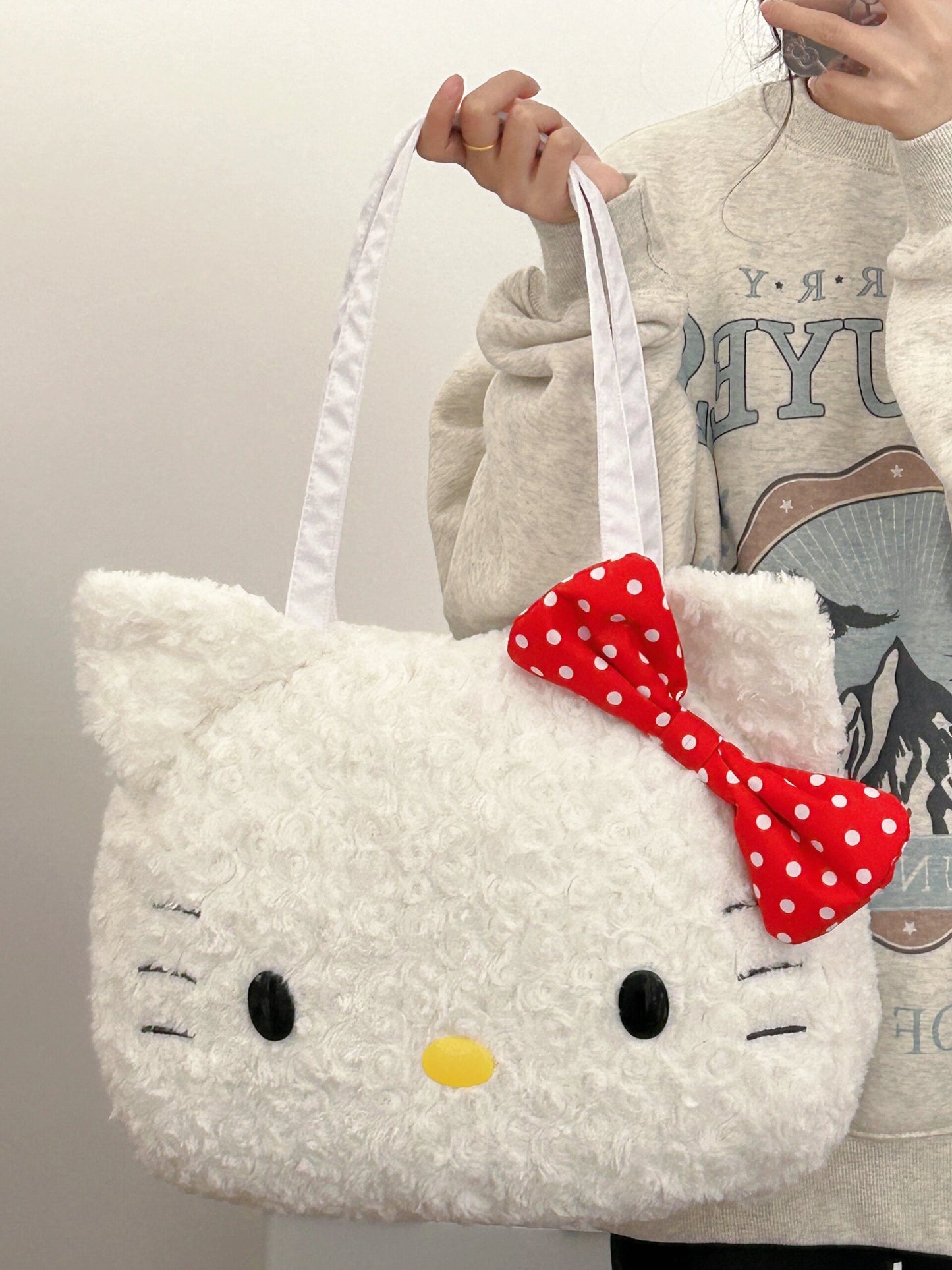 Hellokitty Cute Tote Bags Plush Tote Bag Kawaii Carry on Bag