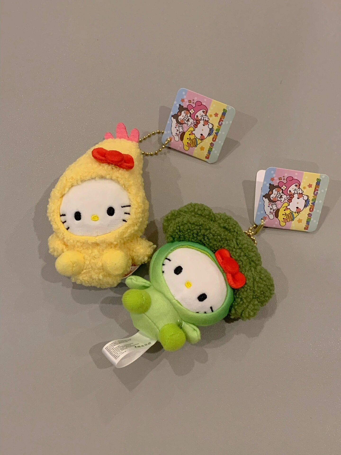 Hellokitty Tempura & Broccoli Plush Keychain Cute Pendant Doll Keyring Accessories Pendant Toy Girls Gift