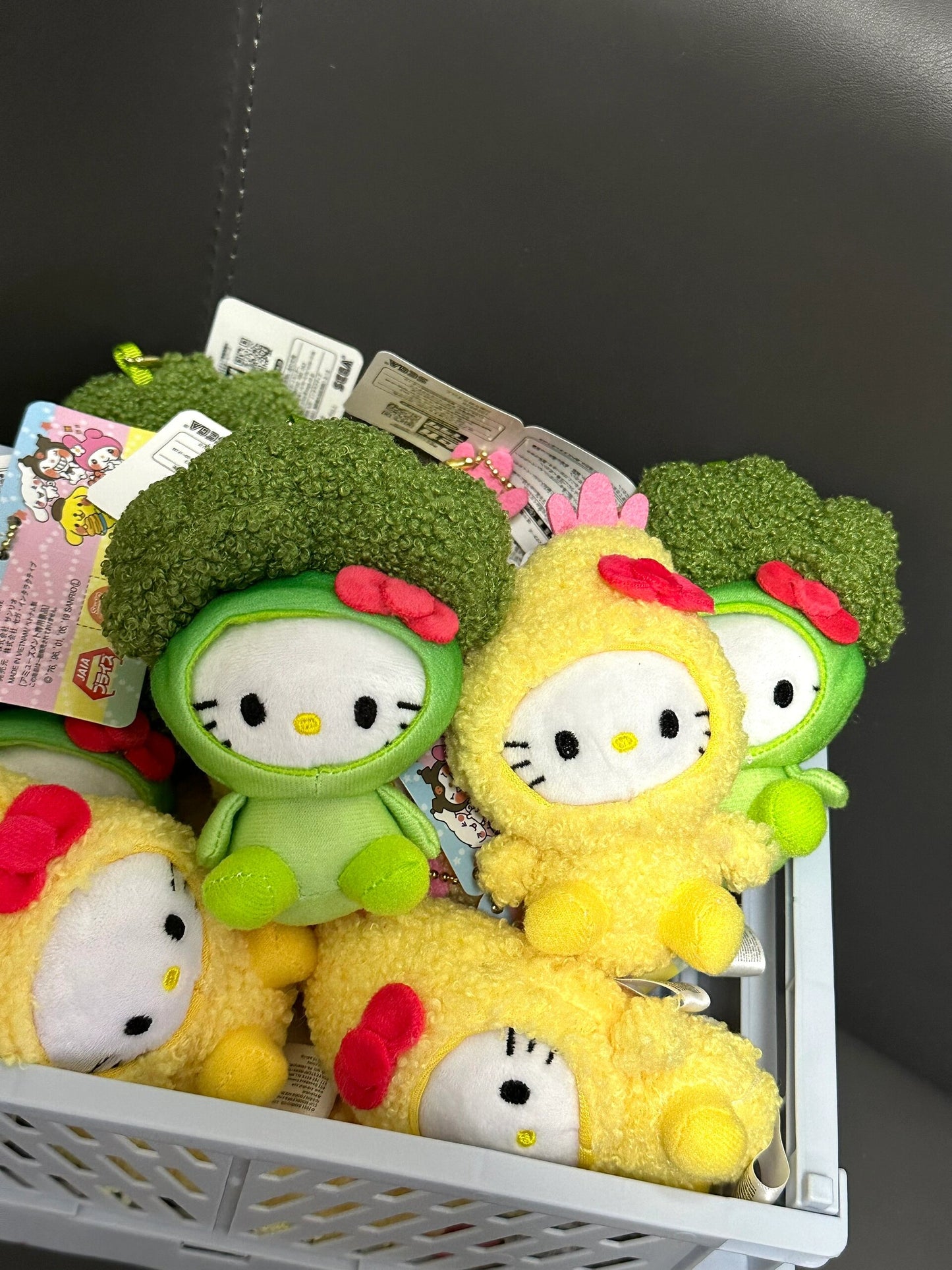Hellokitty Tempura & Broccoli Plush Keychain Cute Pendant Doll Keyring Accessories Pendant Toy Girls Gift