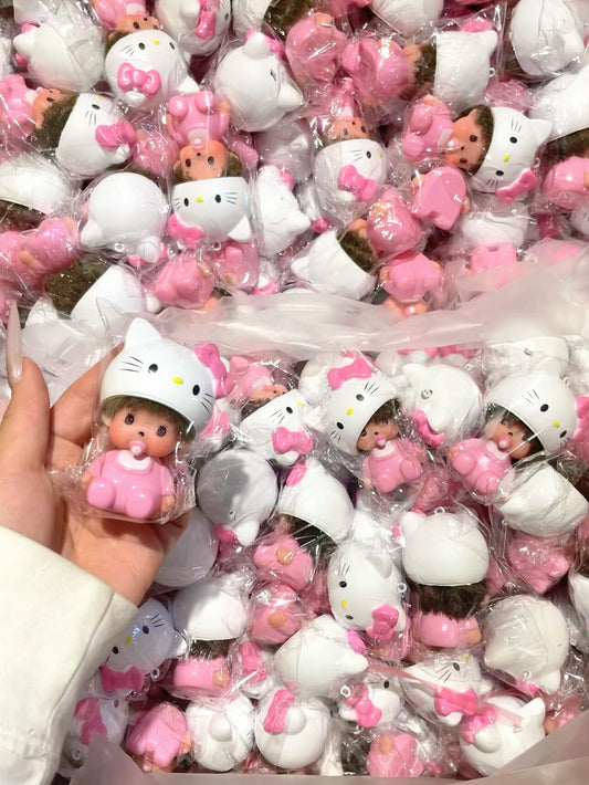 Monchhichi Hellokitty Vinyl Figure Toy Keychain