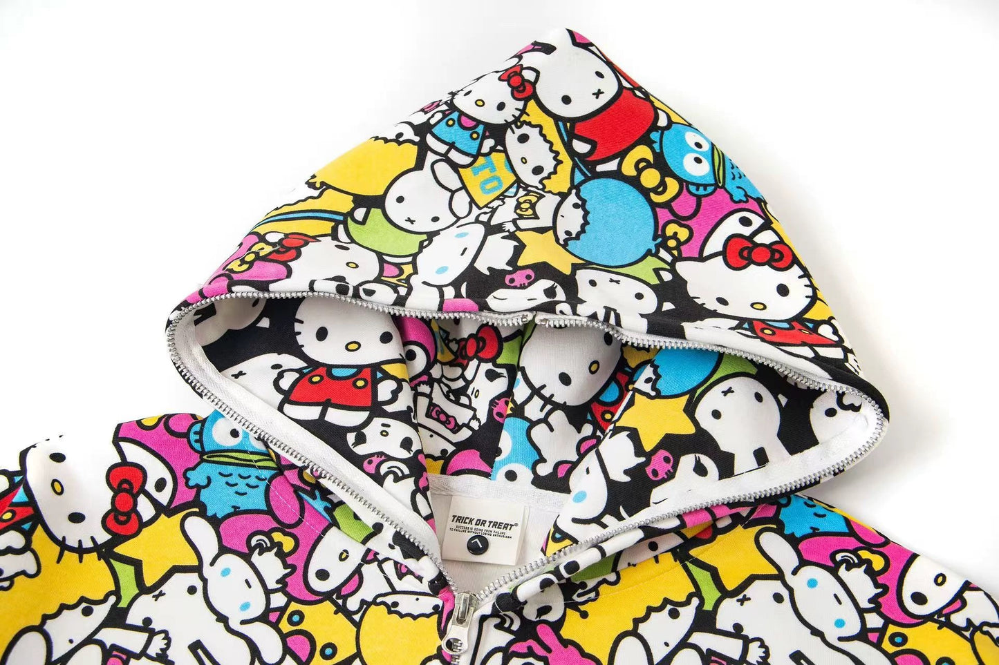 Sanrio Colorful Hoodies Fall Jacket Oversized Sweatshirts Casual Drawstring Zip Up Y2K Hoodie with Pocket