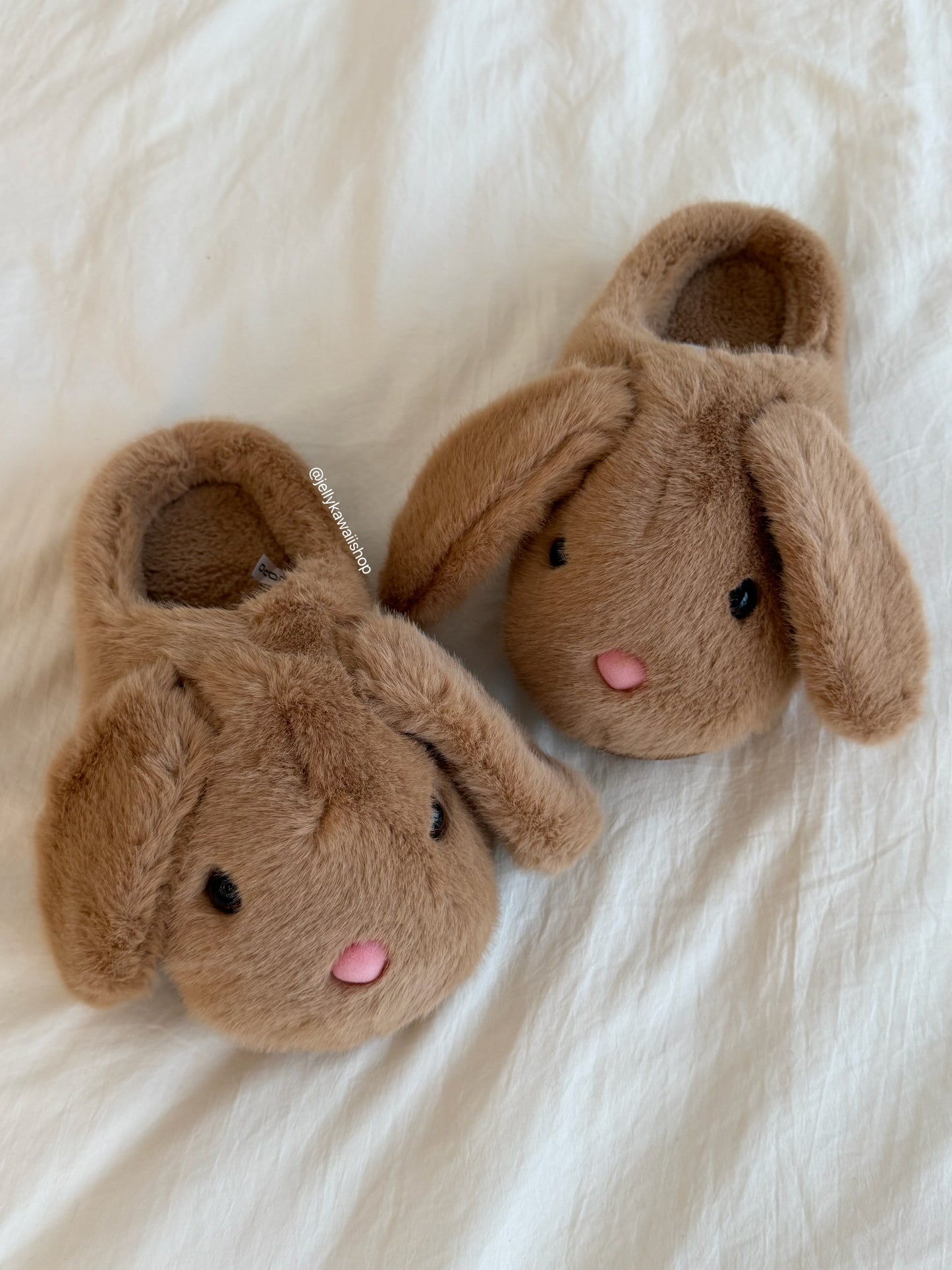 Girly Fuzzy Fluffy Comfy Plush Rabbit Slippers