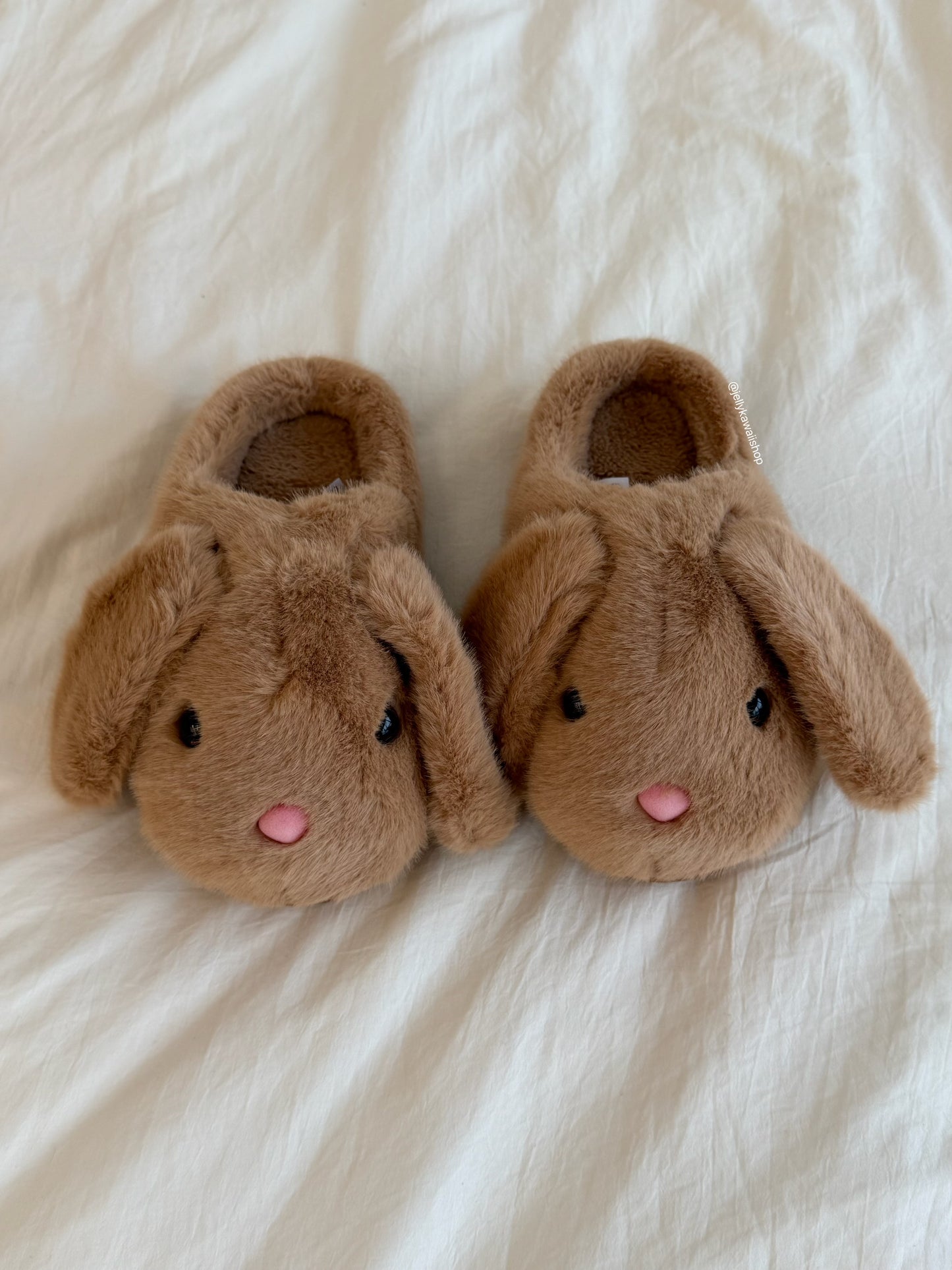 Girly Fuzzy Fluffy Comfy Plush Rabbit Slippers