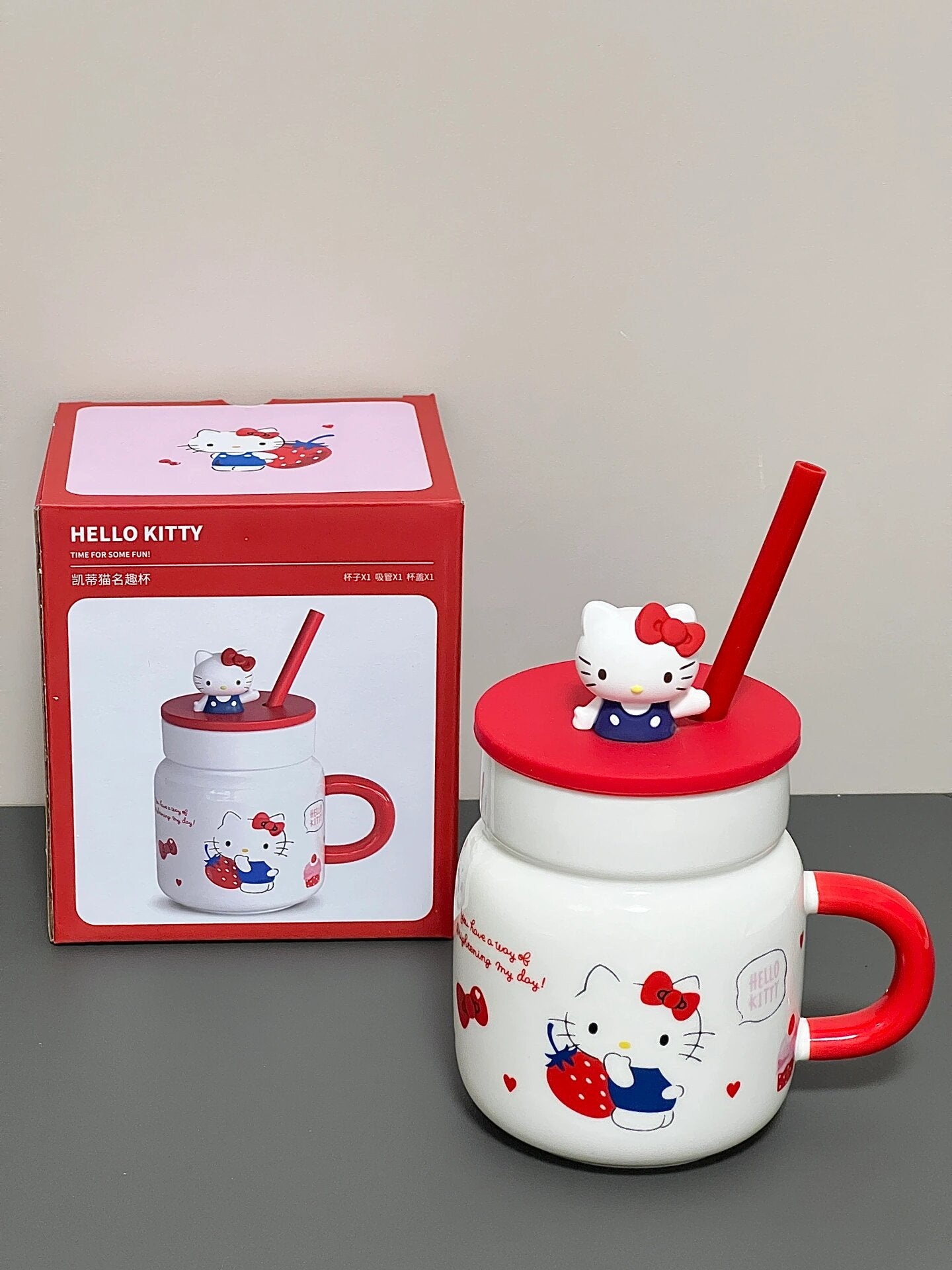 Sanrio Ceramic Coffee Cup with Silicone Lid Spoon Tea Cup Milk Mug Gift