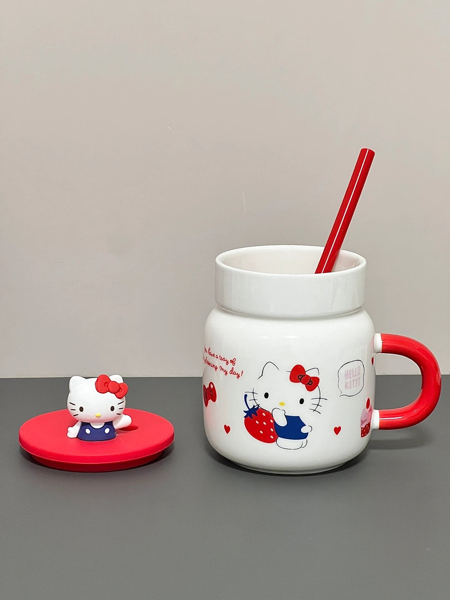 Sanrio Ceramic Coffee Cup with Silicone Lid Spoon Tea Cup Milk Mug Gift