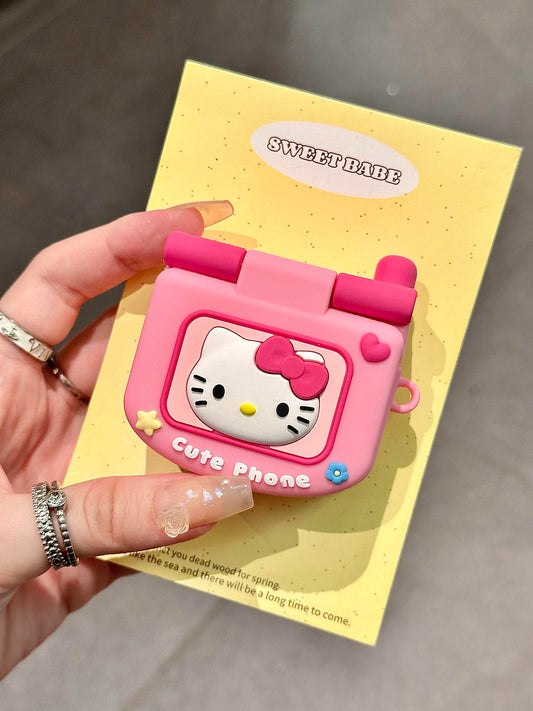 Hellokitty Pink Phone Shape Silicone Headphone Case Airpods