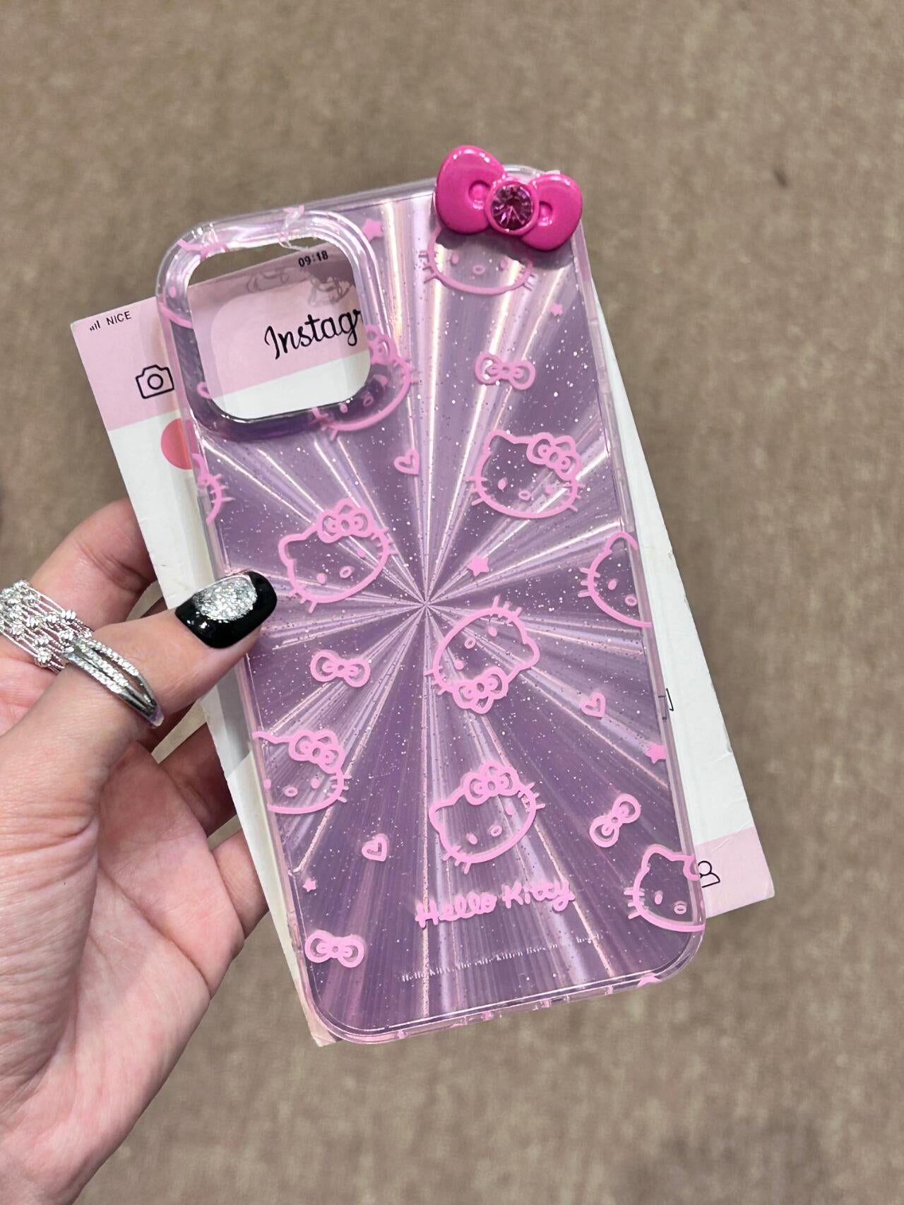 Hellokitty Pink 3D Bow Laser Cute Kawaii Phone Case