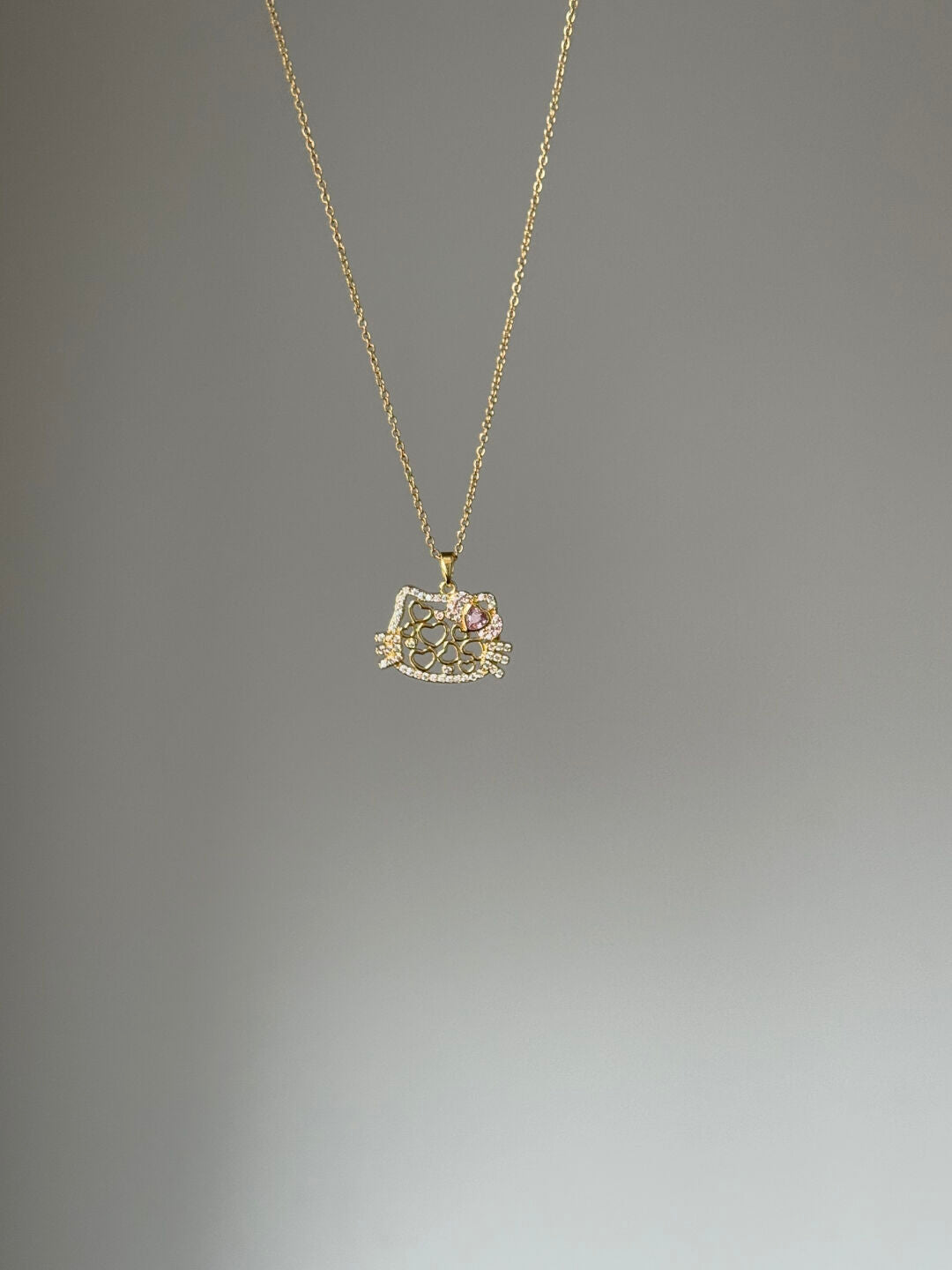 Hellokitty Heart Hollow Rhinestone Pendant Necklace Kawaii Cute Chain Choker