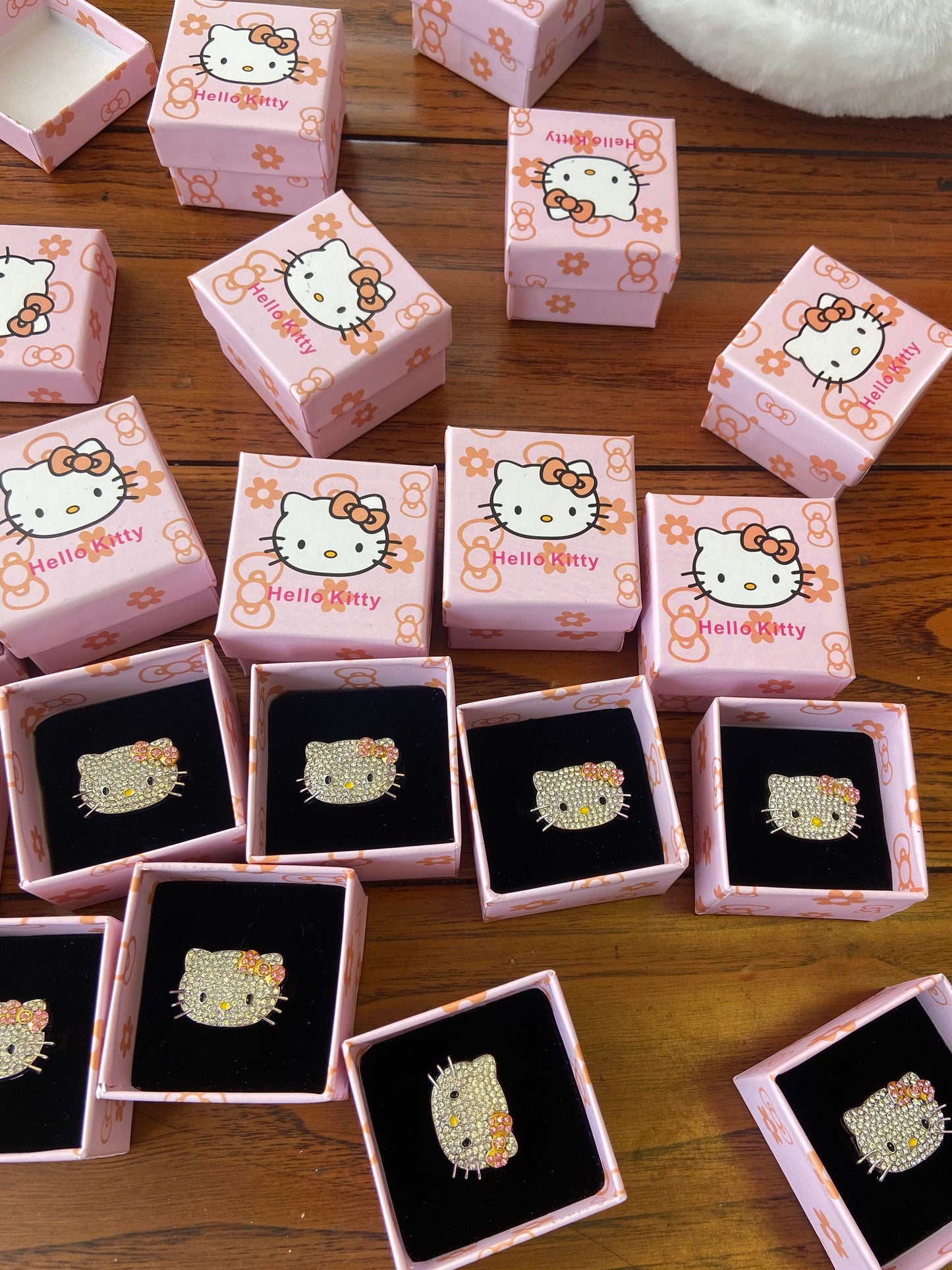 Hellokitty Cute Rhinestone Open Adjustable Ring Jewelry Gift