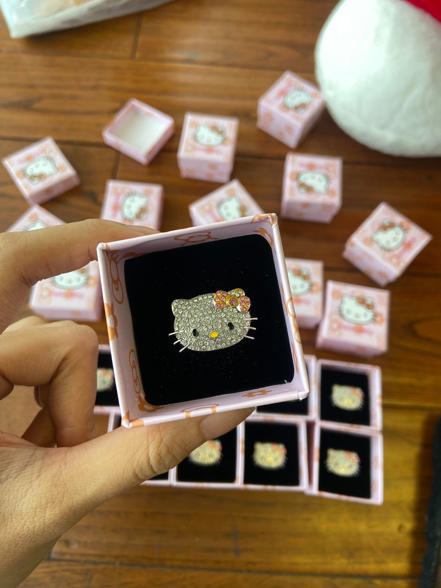 Hellokitty Cute Rhinestone Open Adjustable Ring Jewelry Gift