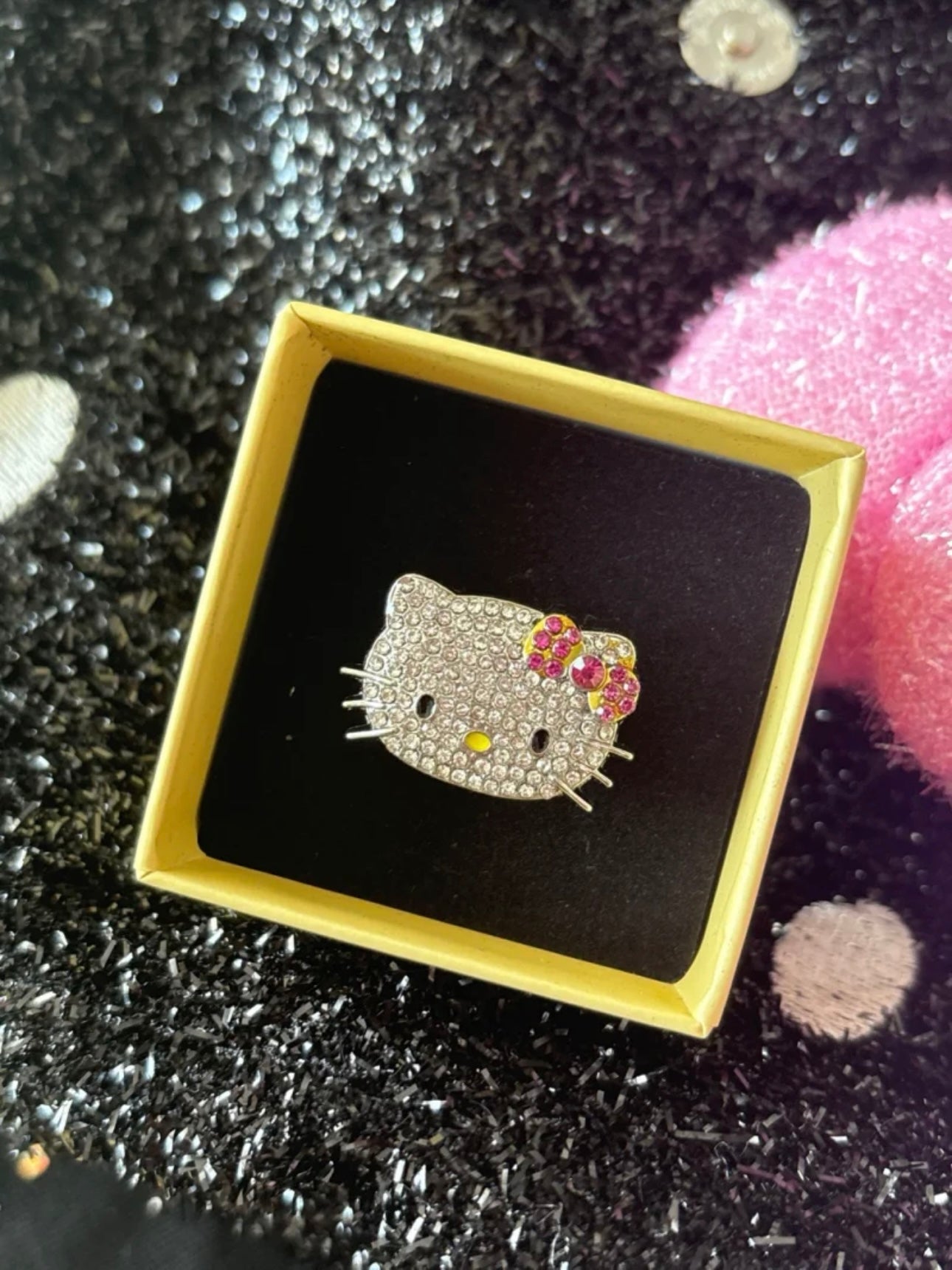 Hellokitty Cute Rhinestone Open Adjustable Ring Jewelry Gift