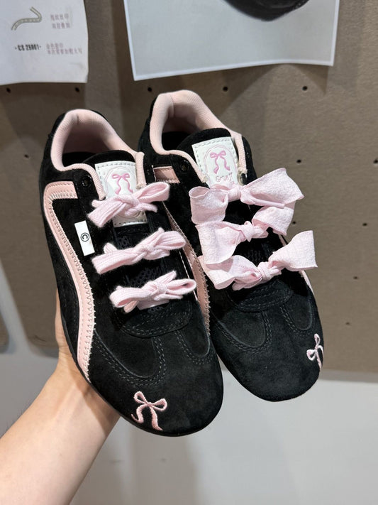 Black Pink Bow Speedcat Sneakers Shoes Casual (Includes three shoe laces)