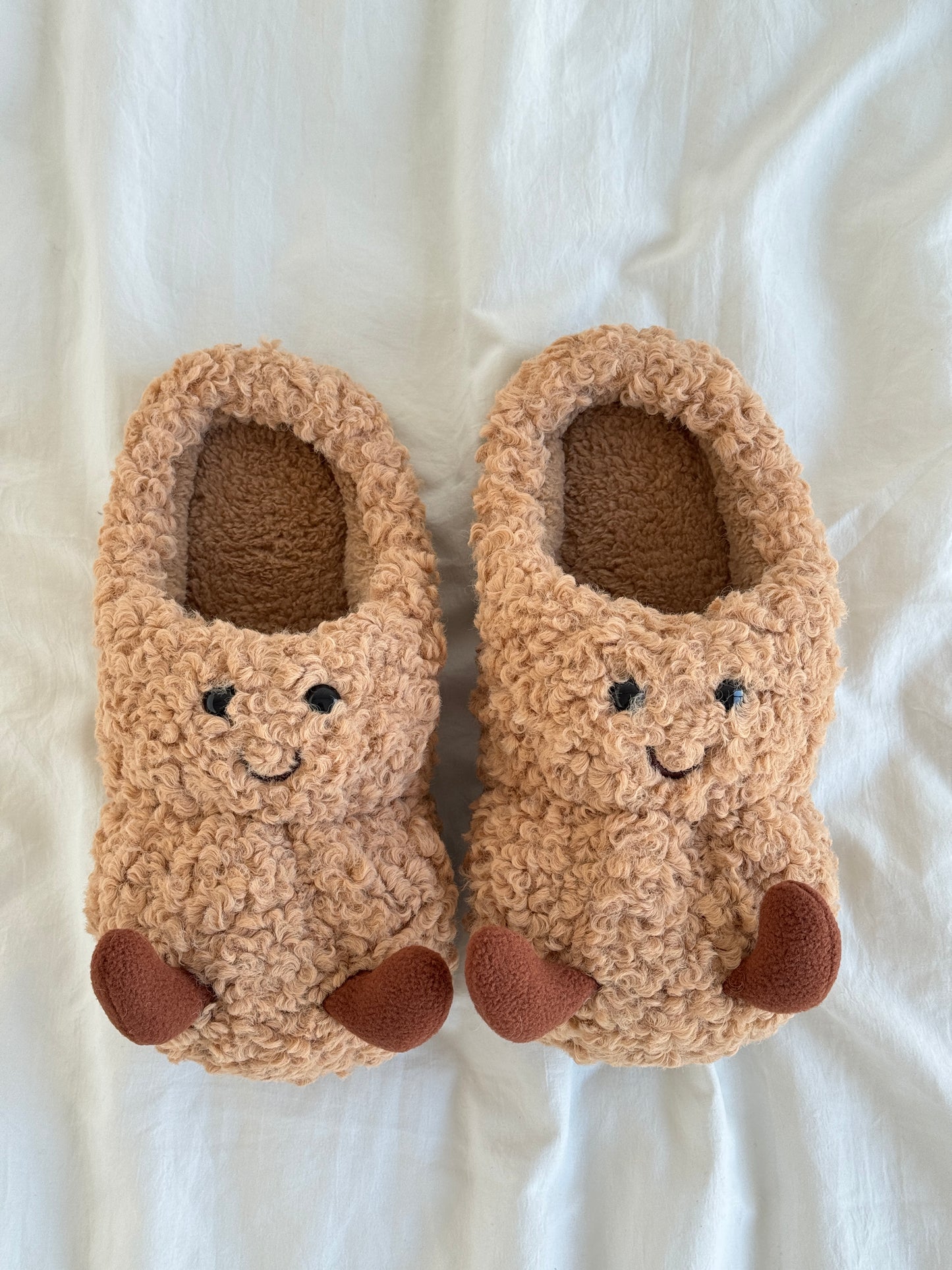 Peanut Jellycat Fuzzy Scuff Slippers Soft Comfy Memory Foam Non-slip Indoor House Shoes