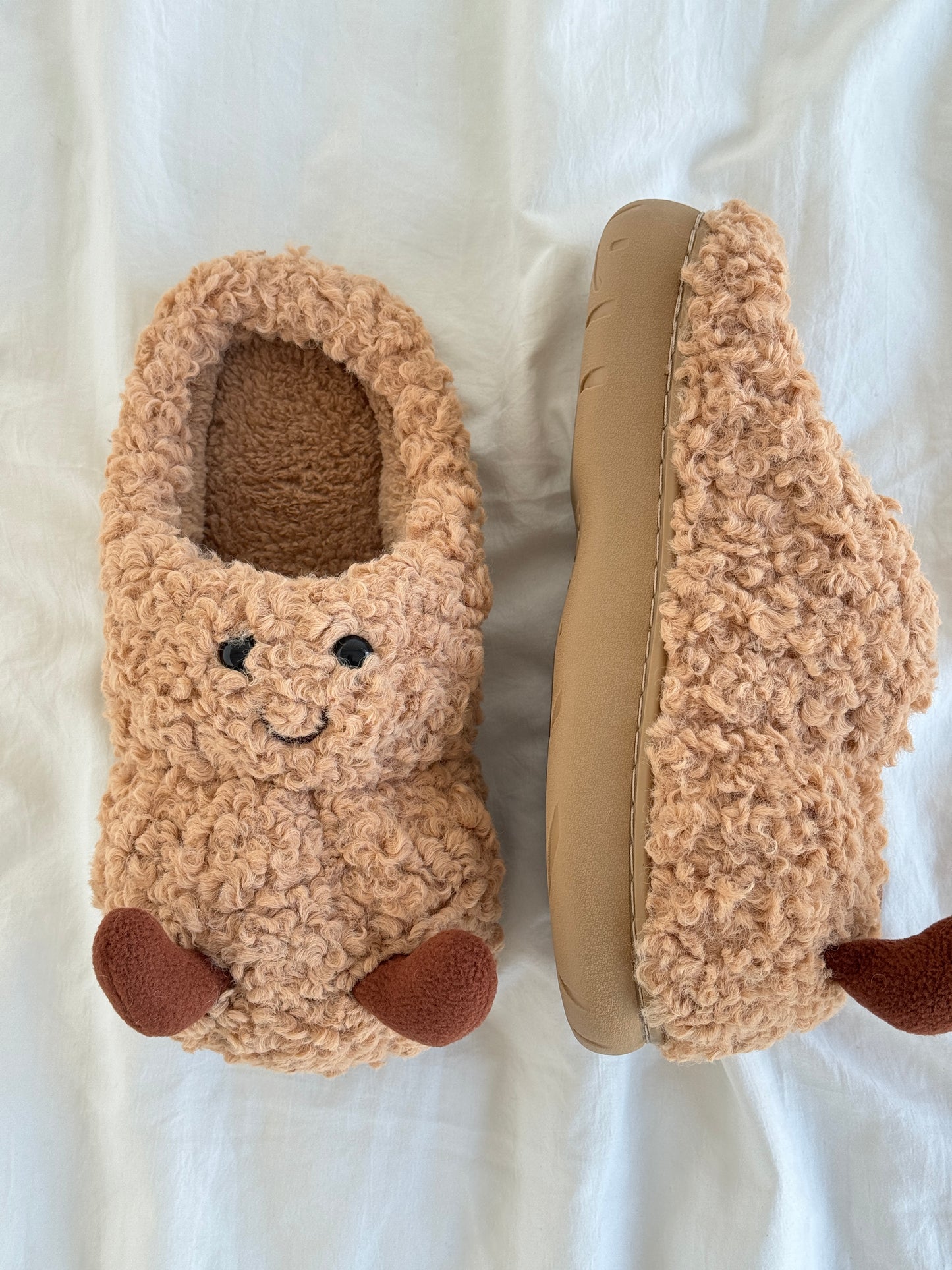Peanut Jellycat Fuzzy Scuff Slippers Soft Comfy Memory Foam Non-slip Indoor House Shoes
