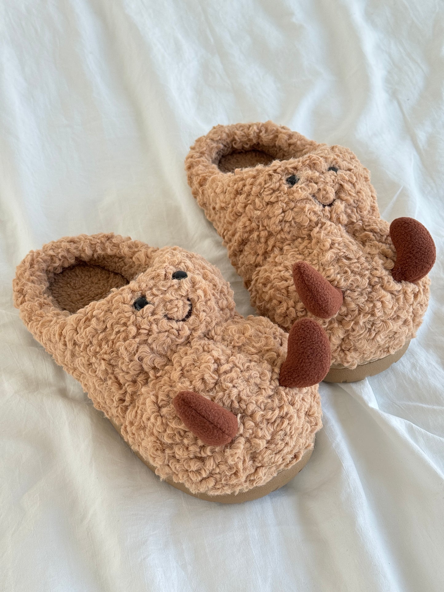 Peanut Jellycat Fuzzy Scuff Slippers Soft Comfy Memory Foam Non-slip Indoor House Shoes