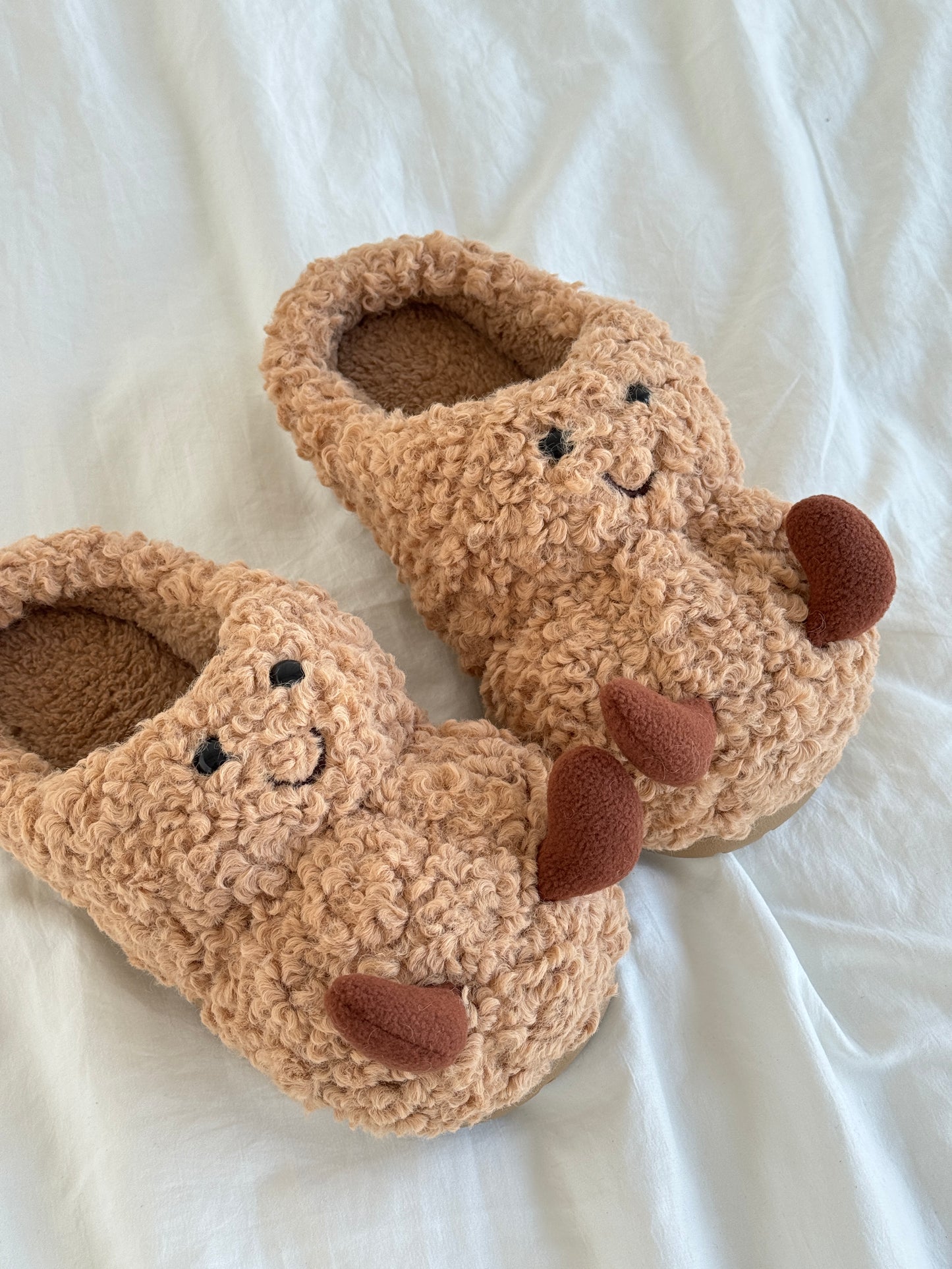 Peanut Jellycat Fuzzy Scuff Slippers Soft Comfy Memory Foam Non-slip Indoor House Shoes