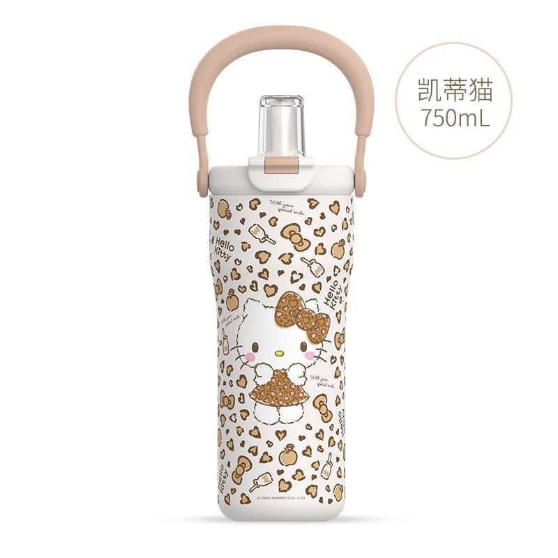 Sanrio Tumbler with Handle Stainless Steel Insulated Cup with Lid Water Bottle Cupholder Friendly Women Travel Mug