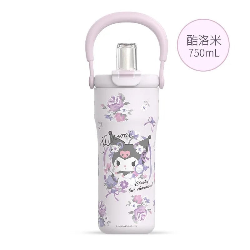 Sanrio Tumbler with Handle Stainless Steel Insulated Cup with Lid Water Bottle Cupholder Friendly Women Travel Mug