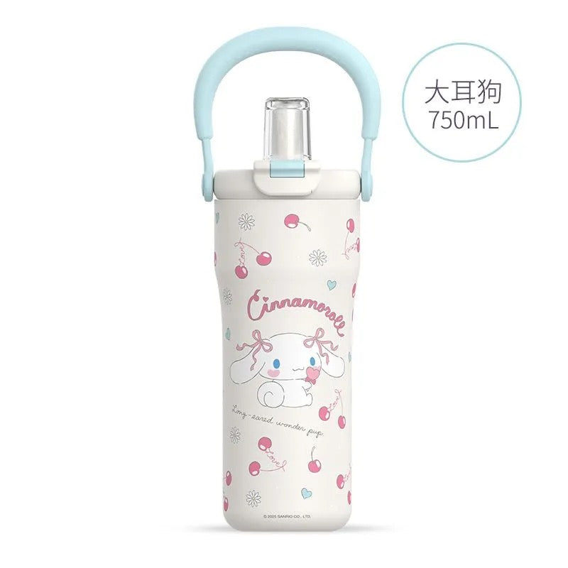 Sanrio Tumbler with Handle Stainless Steel Insulated Cup with Lid Water Bottle Cupholder Friendly Women Travel Mug