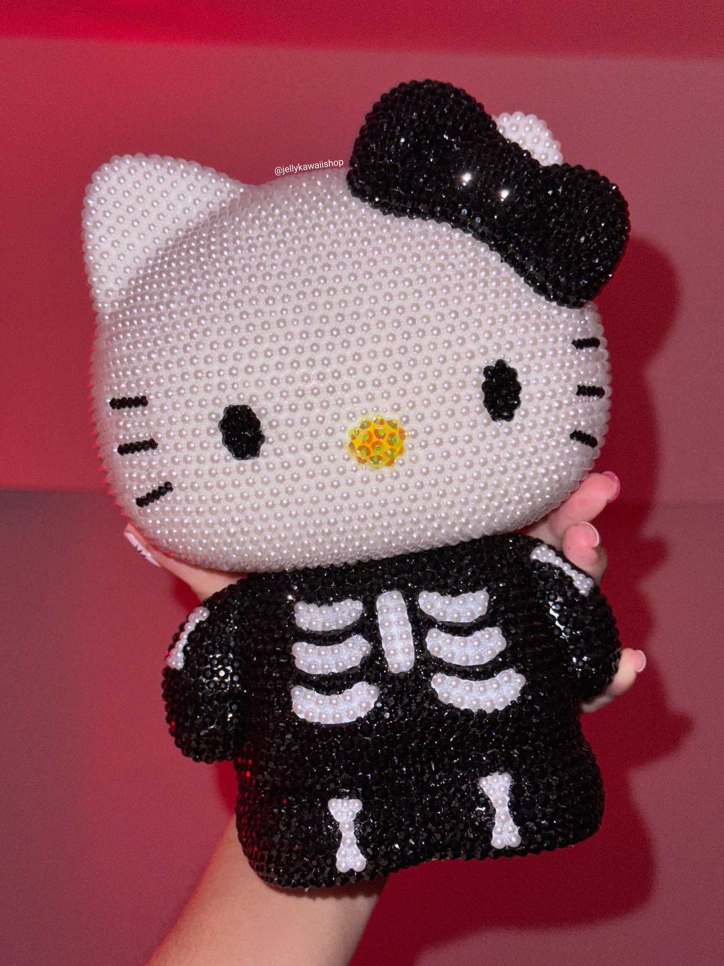 Hellokitty Skeleton Halloween Handmade Diamond Bling Rhinestone Bank Coin Bank Saving Pot Money Box Gift Decoration